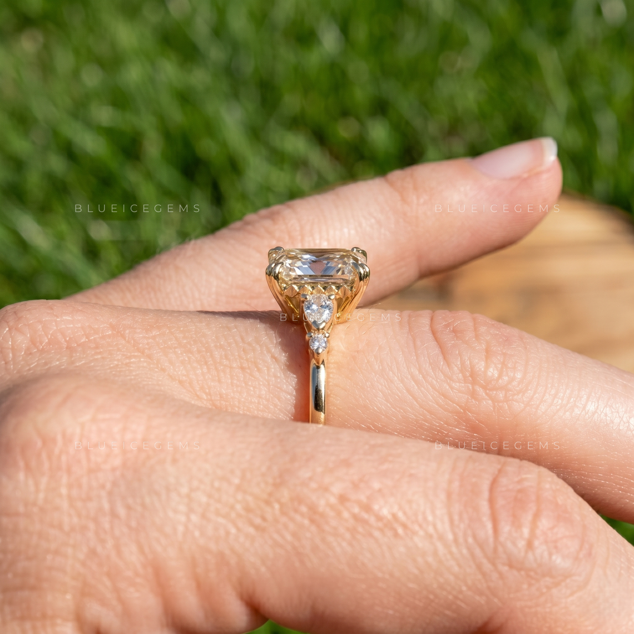 Graceful Spark Radiant Cut Accent Engagement Ring