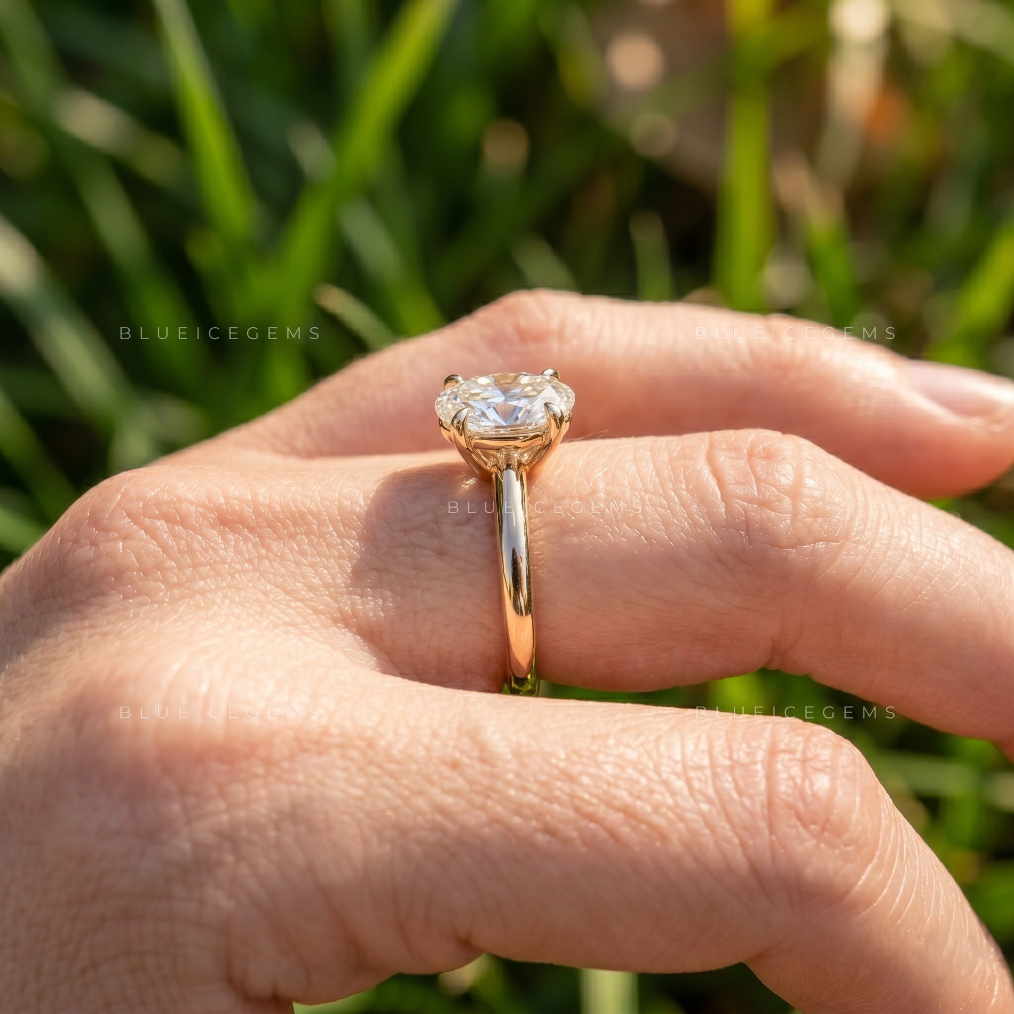 Graceful Oval Cut Hidden Halo Solitaire Statement Engagement Ring