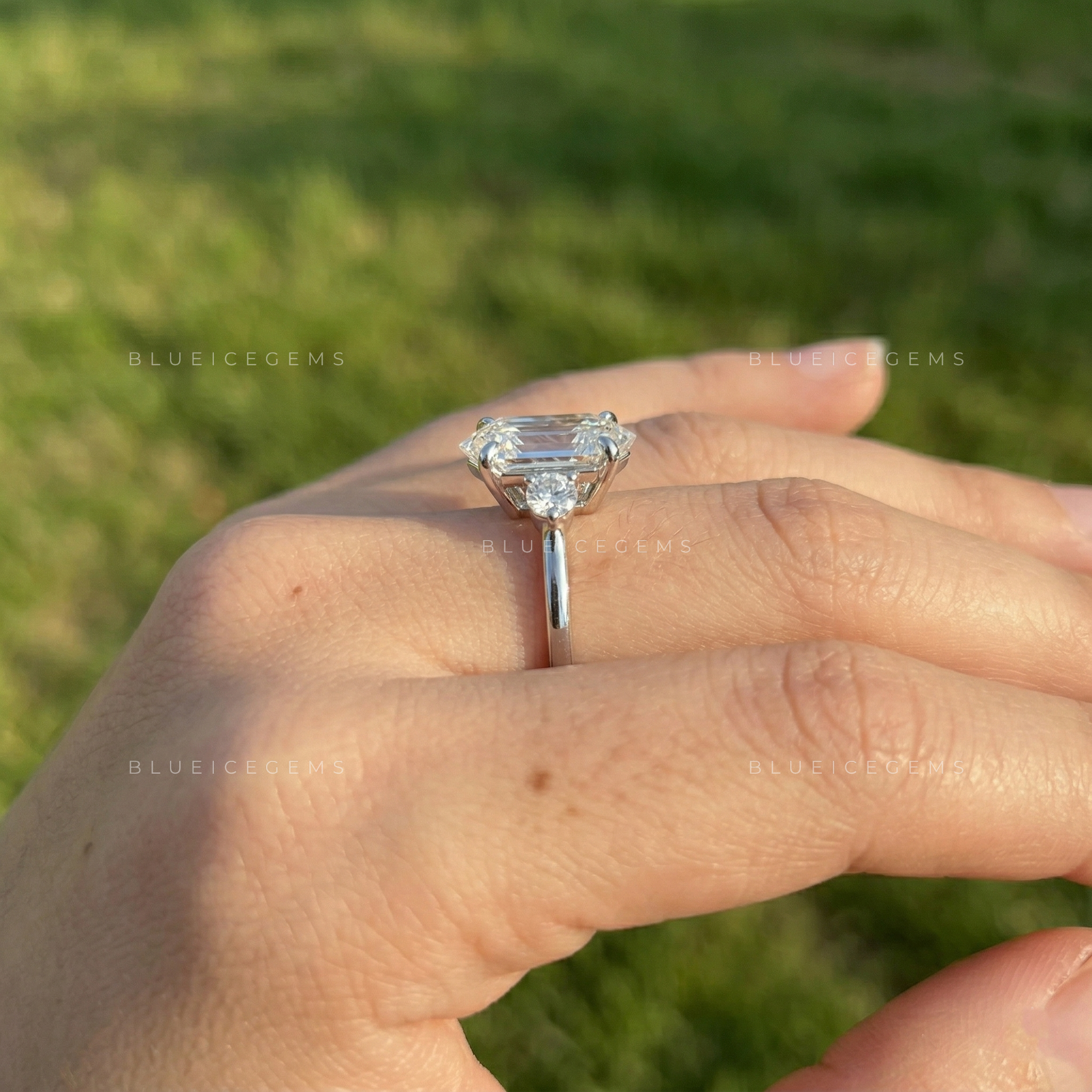 Architectural Allure Hexagon Step Cut Solitaire with Accents