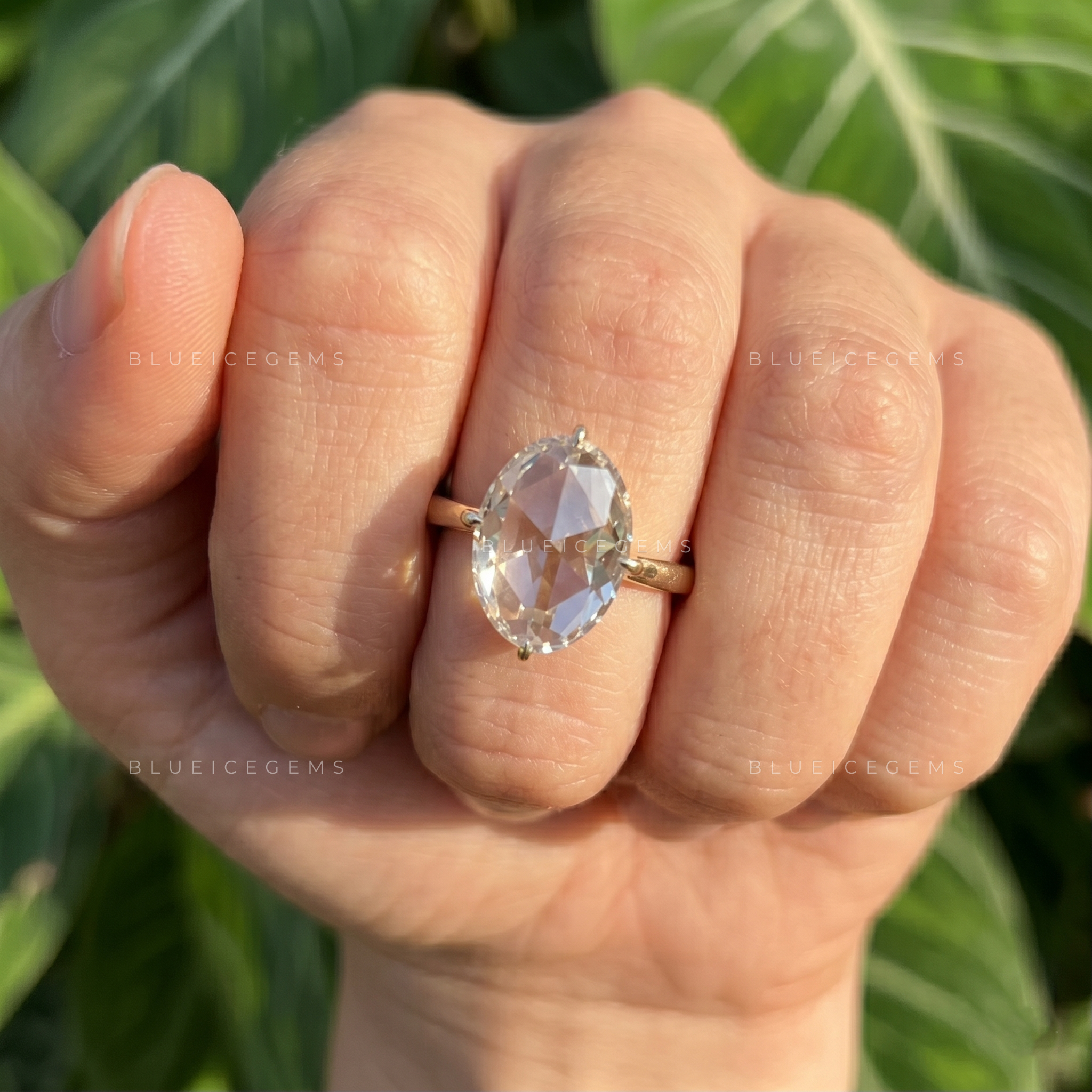 Vintage Elegance Oval Rose Cut Solitaire Open Gallery Ring