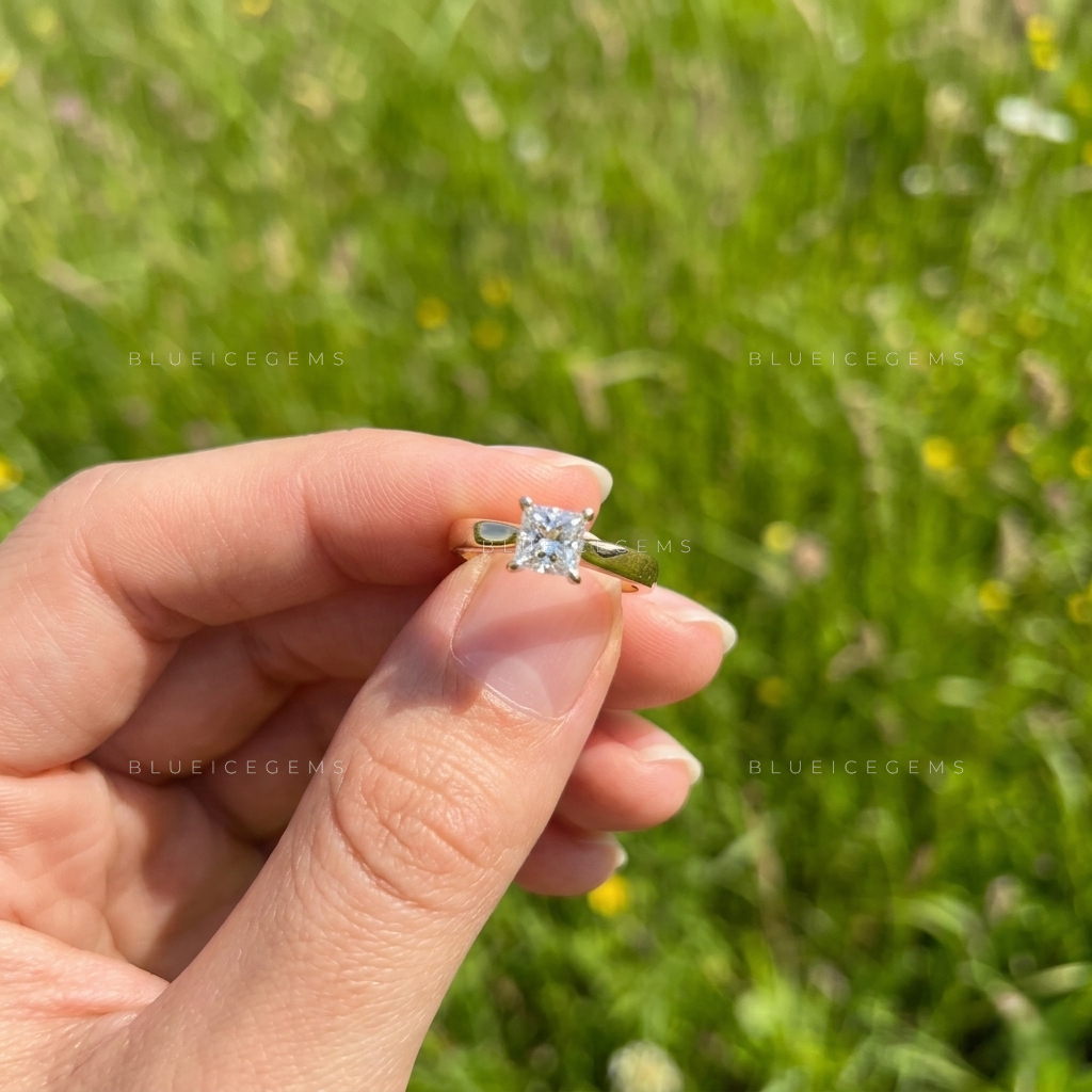 Elegant Allure Princess Cut Tapered Shank Engagement Ring