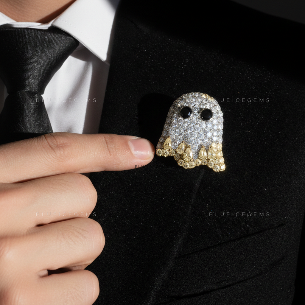 The Gilded Phantom: Bespoke Ghost Statement Brooch