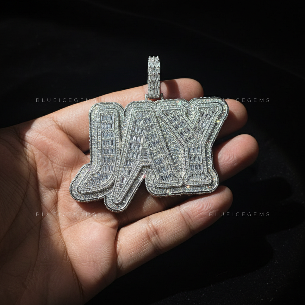 "JAY" Custom Baguette & Round Diamond Pendant