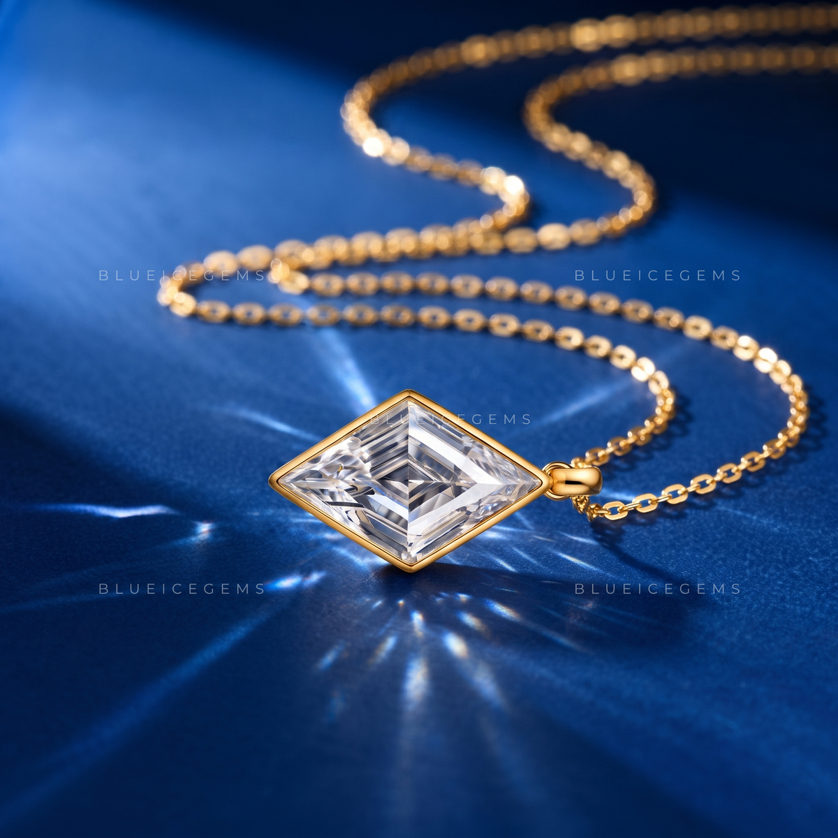 Lozenge Cut Solitaire Diamond Pendant