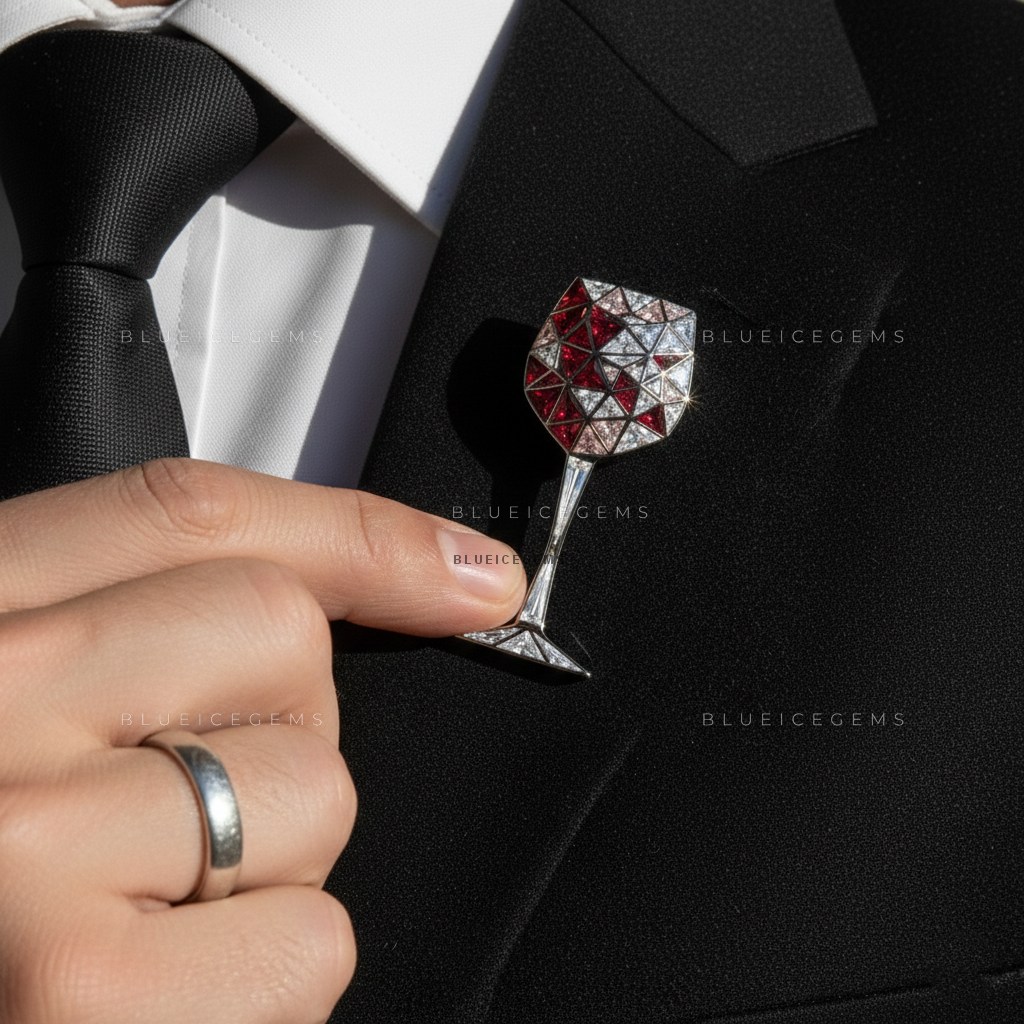 The Vintage Sovereign: Bespoke Wine Glass Statement Brooch