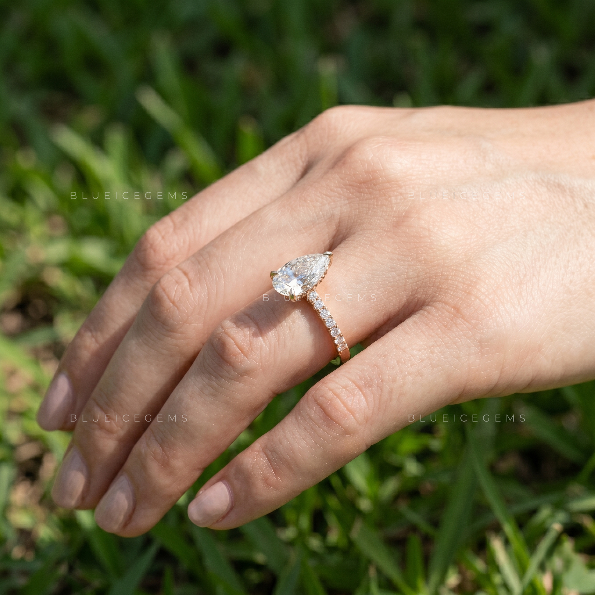 Elegant Pear Brilliant Cut Pave Accented Proposal Ring