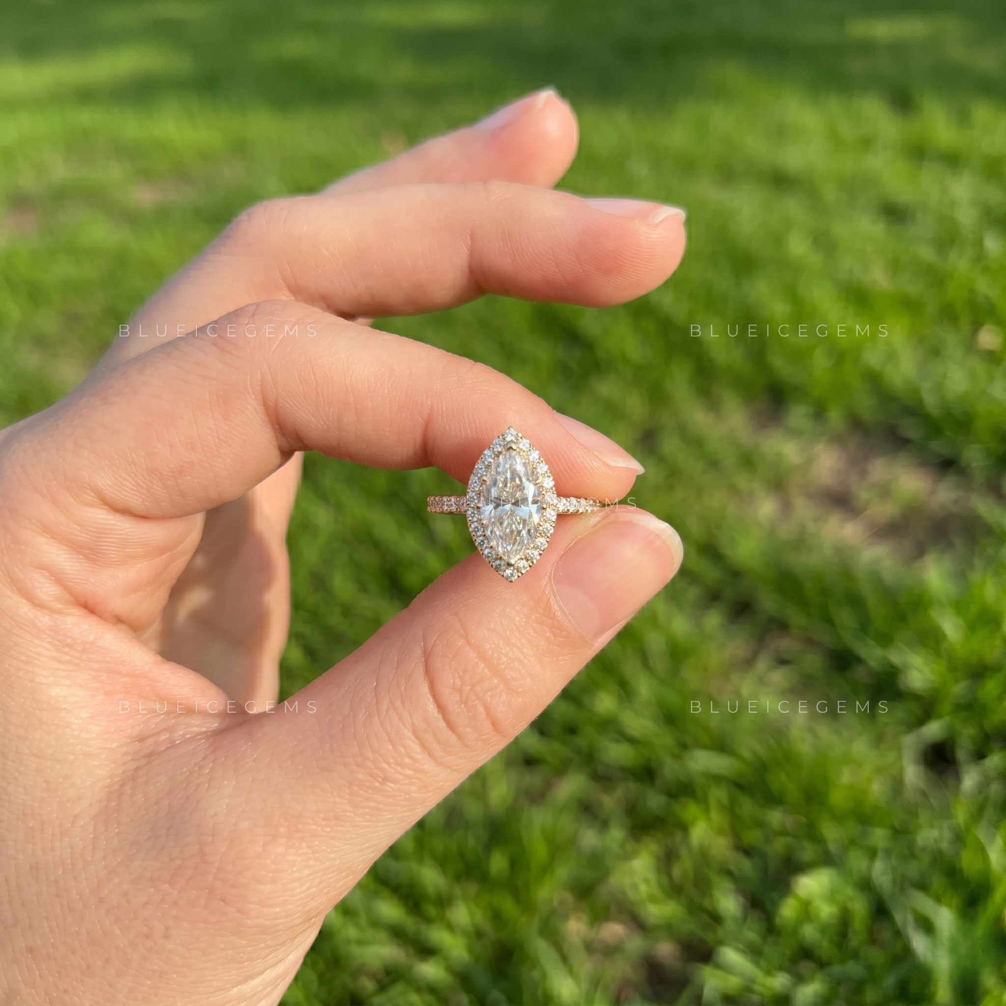 Elegance Personified Marquise Cut Halo Solitaire Engagement Ring