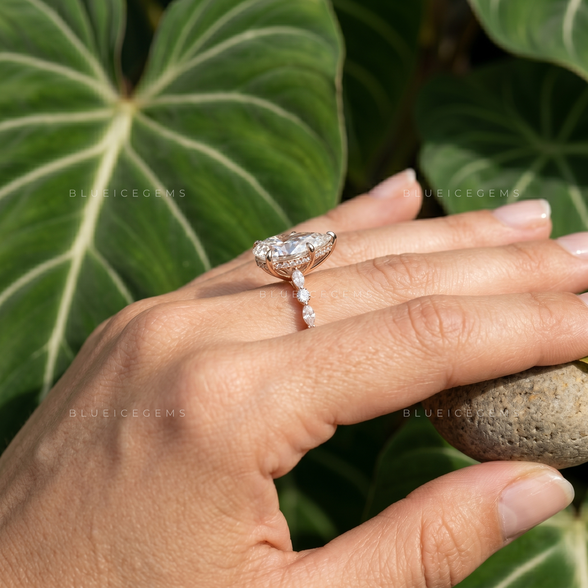 Celestial Bloom Pear Cut Pavé Engagement Ring