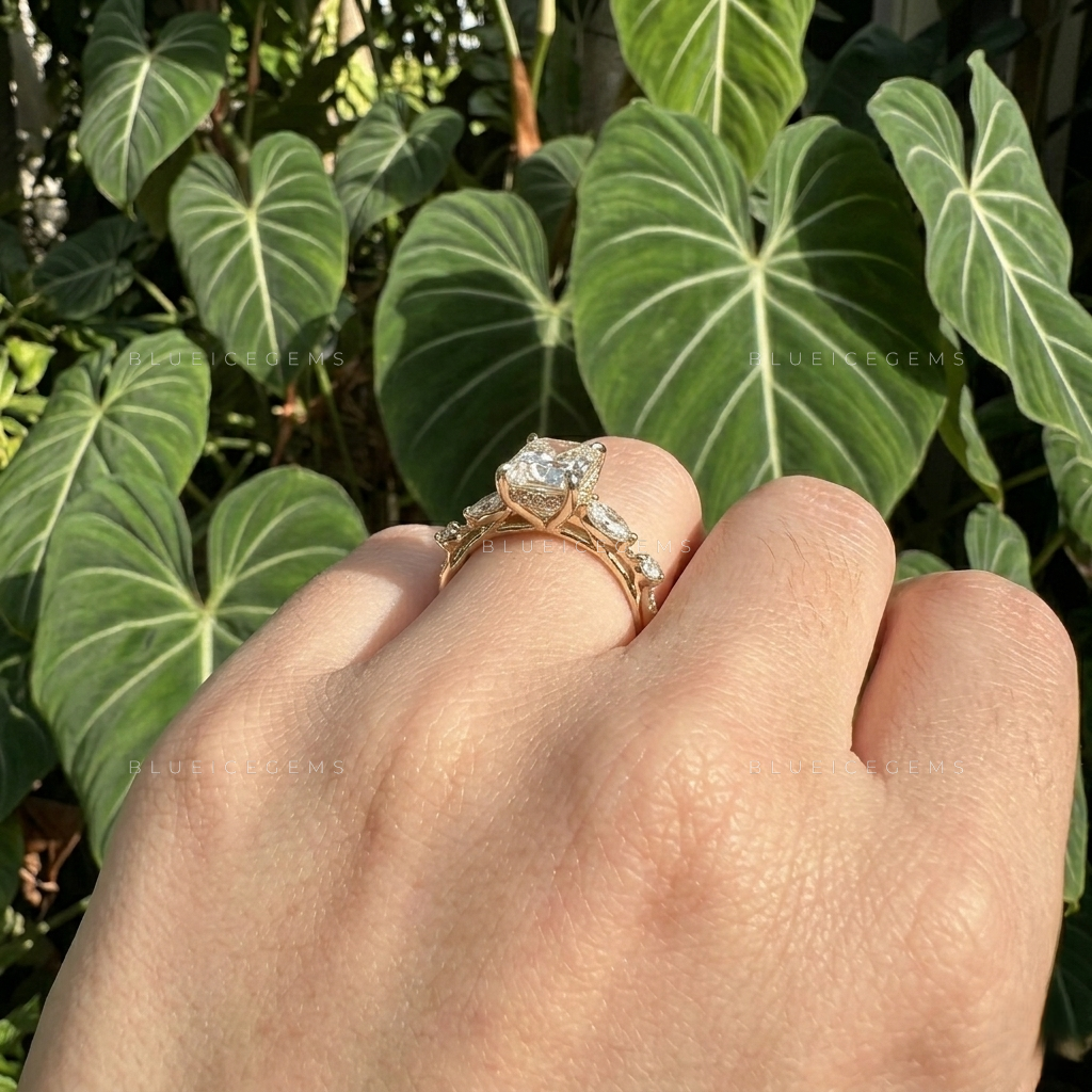 Radiant Cut Hidden Halo Pave Engagement Ring