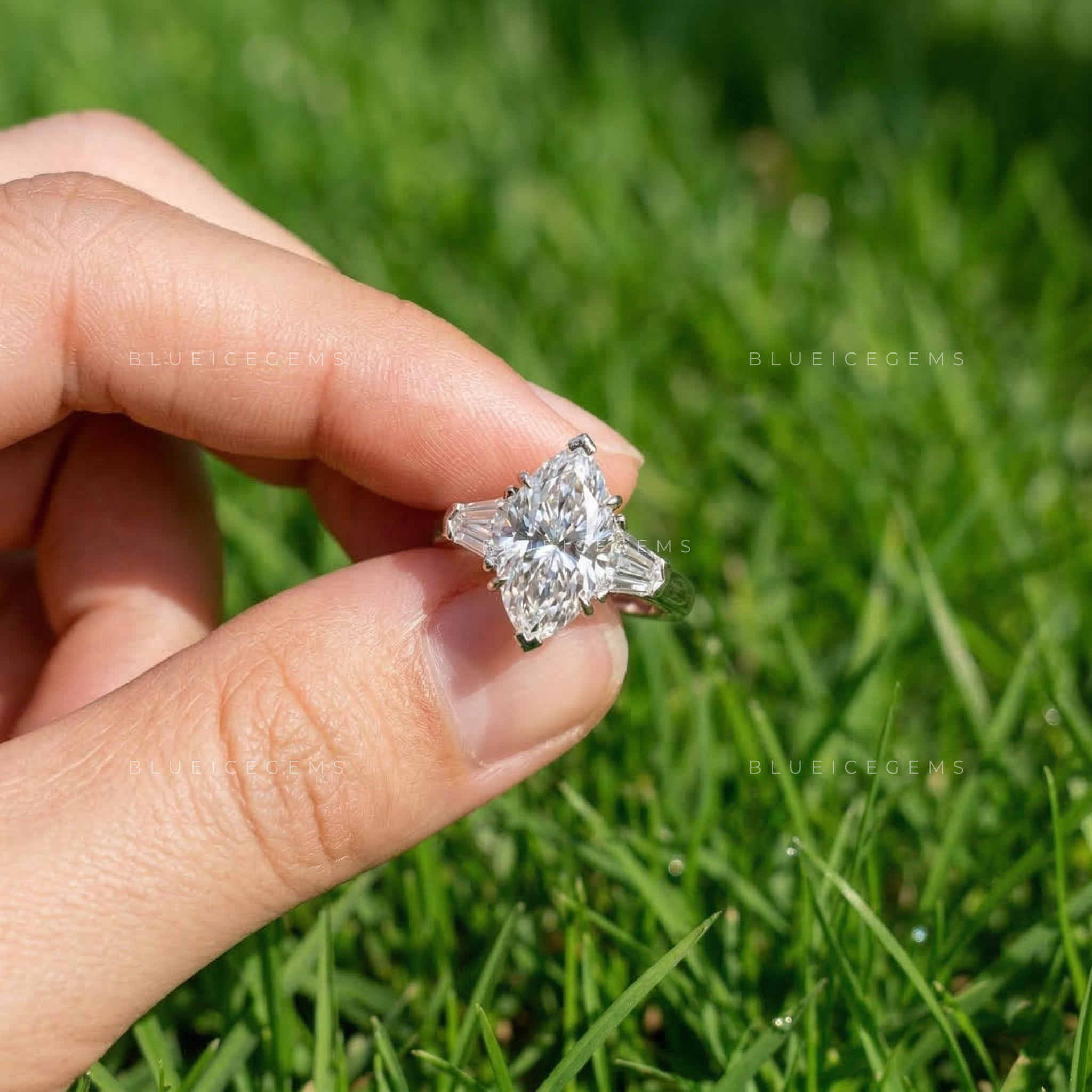 Regal Majesty Marquise and Bullet Cut Trilogy Ring