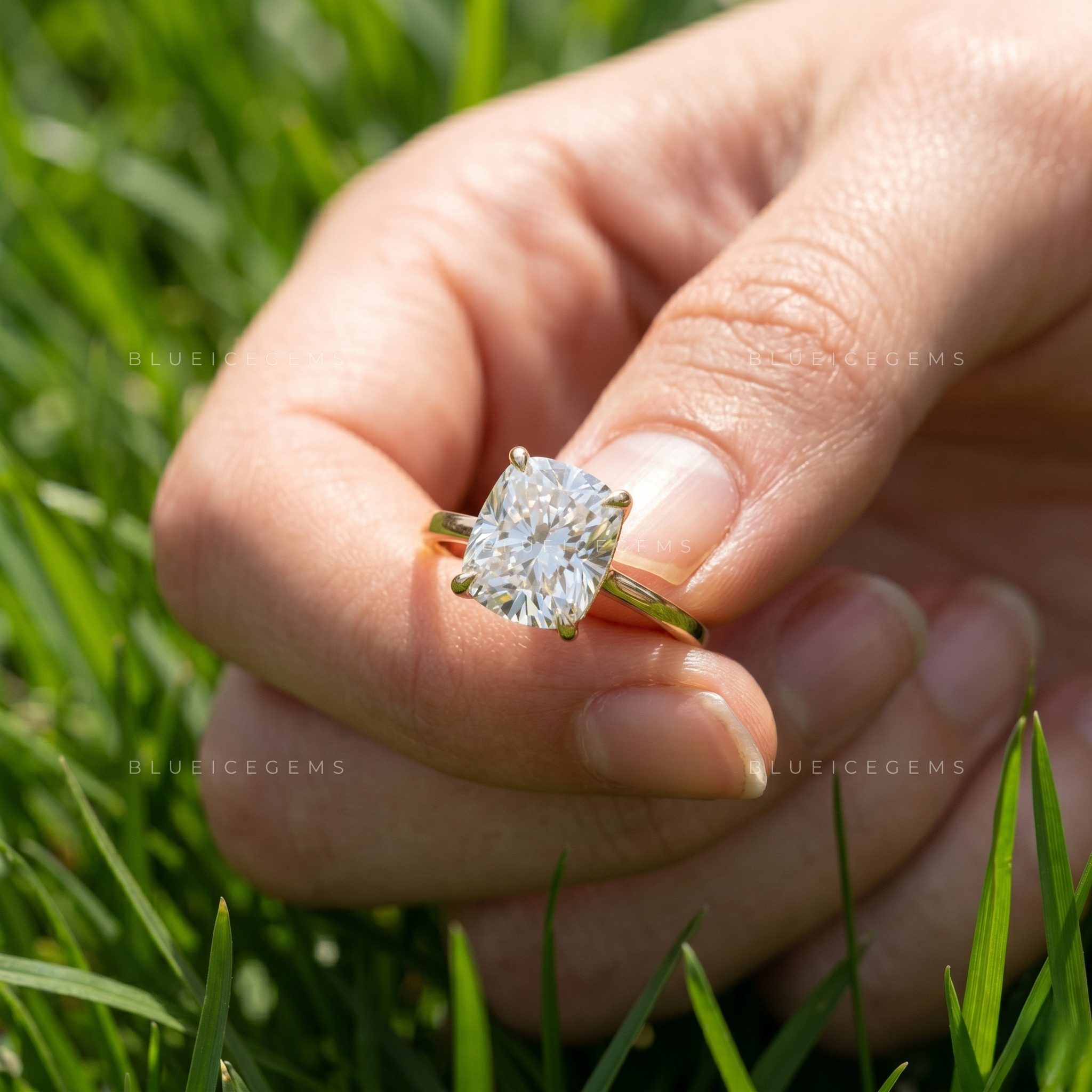 Timeless Grace Elongated Cushion Cut Solitaire Engagement Ring