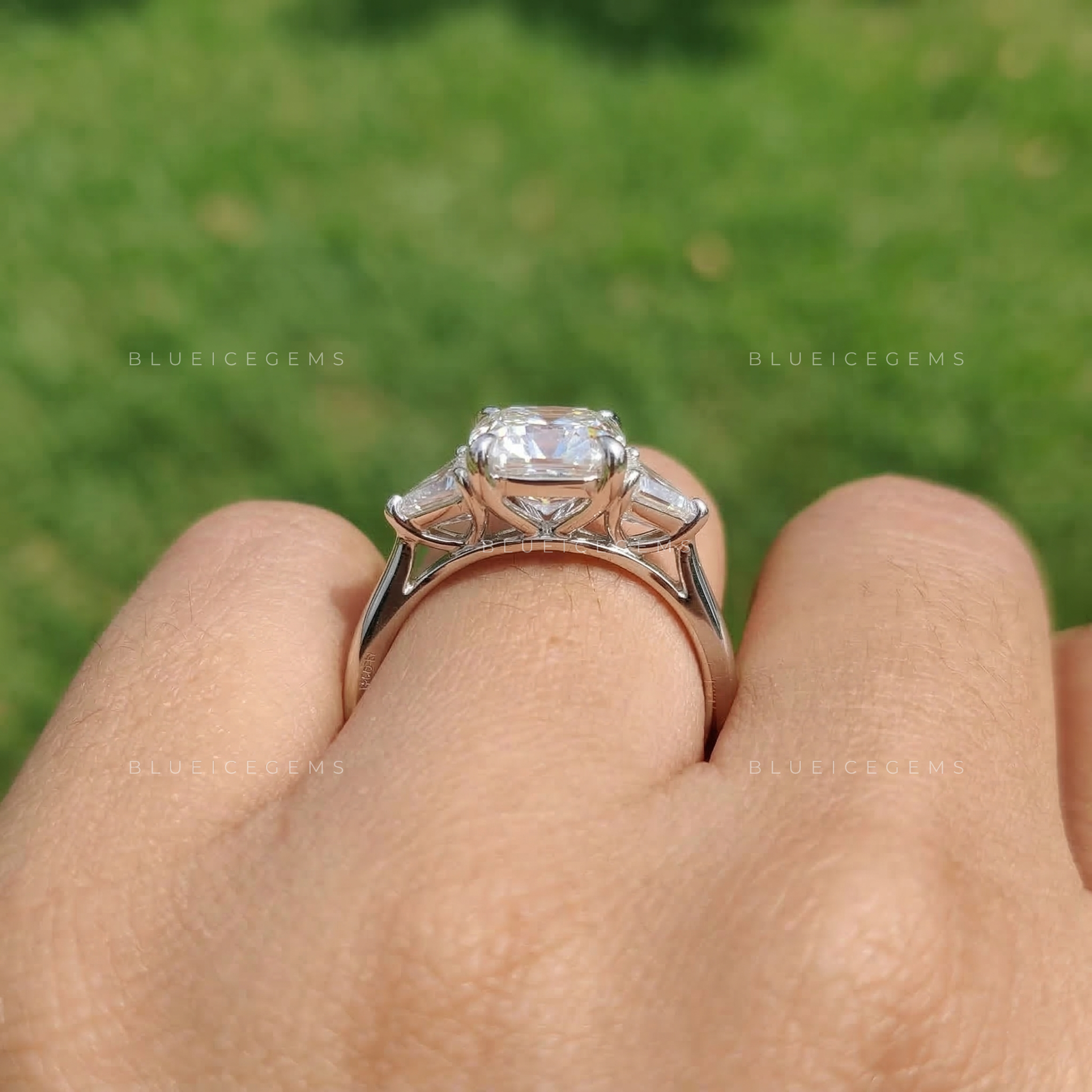 Graceful Brilliance Cushion and Triangle Trilogy Ring