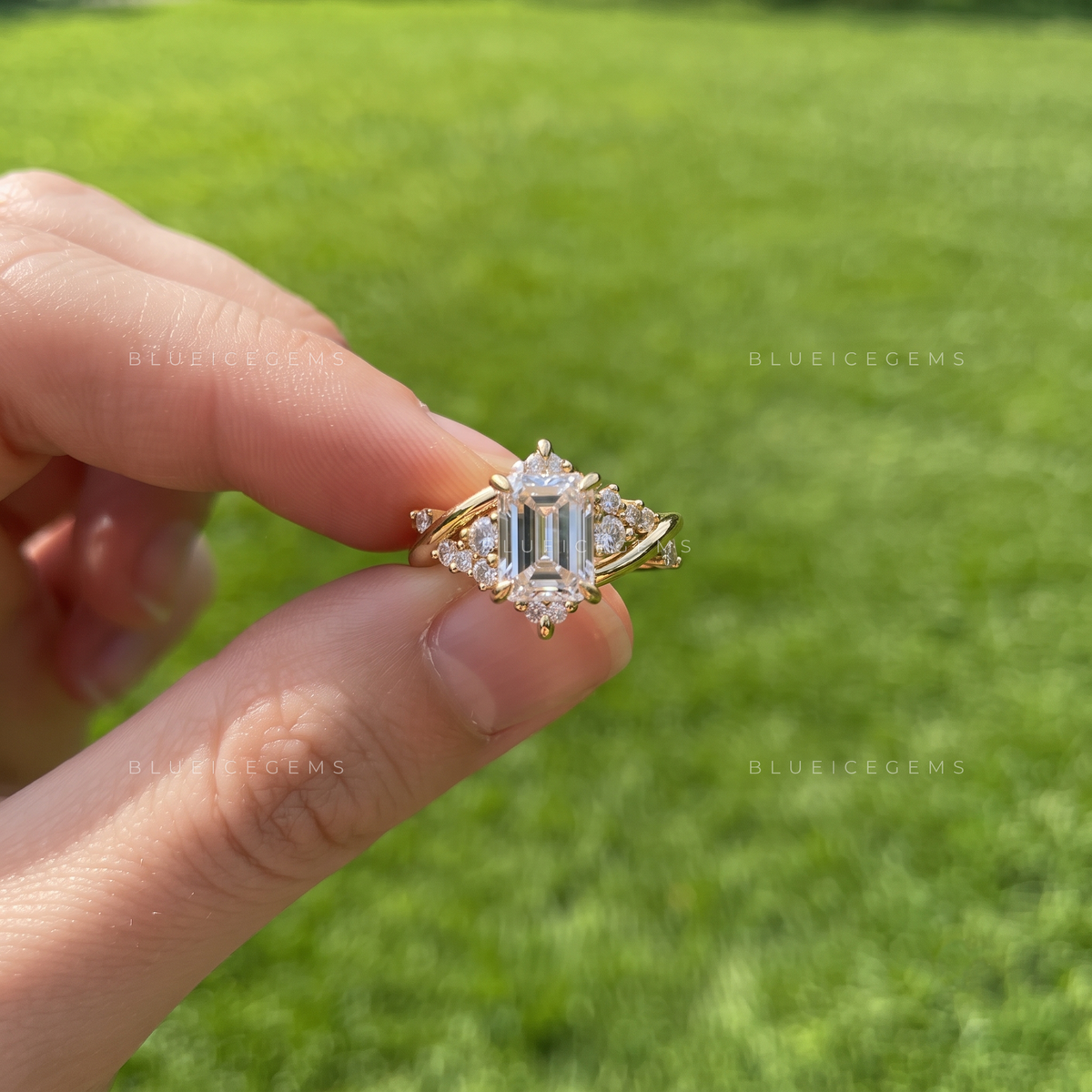 Wildvine Elongated Hexagon Twisted Engagement Ring