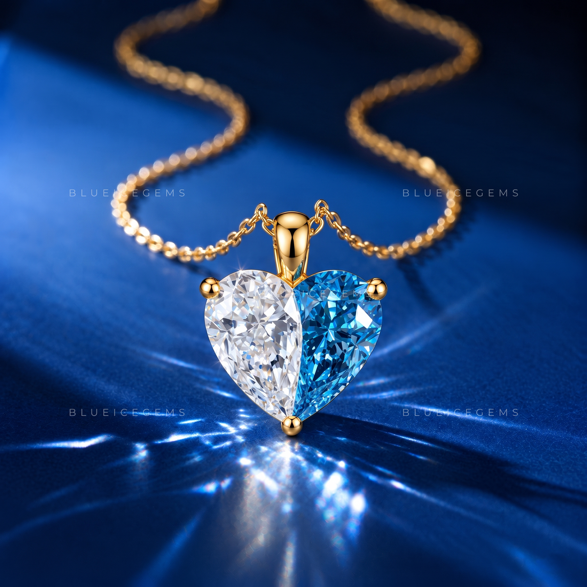 Blue and White Diamond Solitaire Pendant
