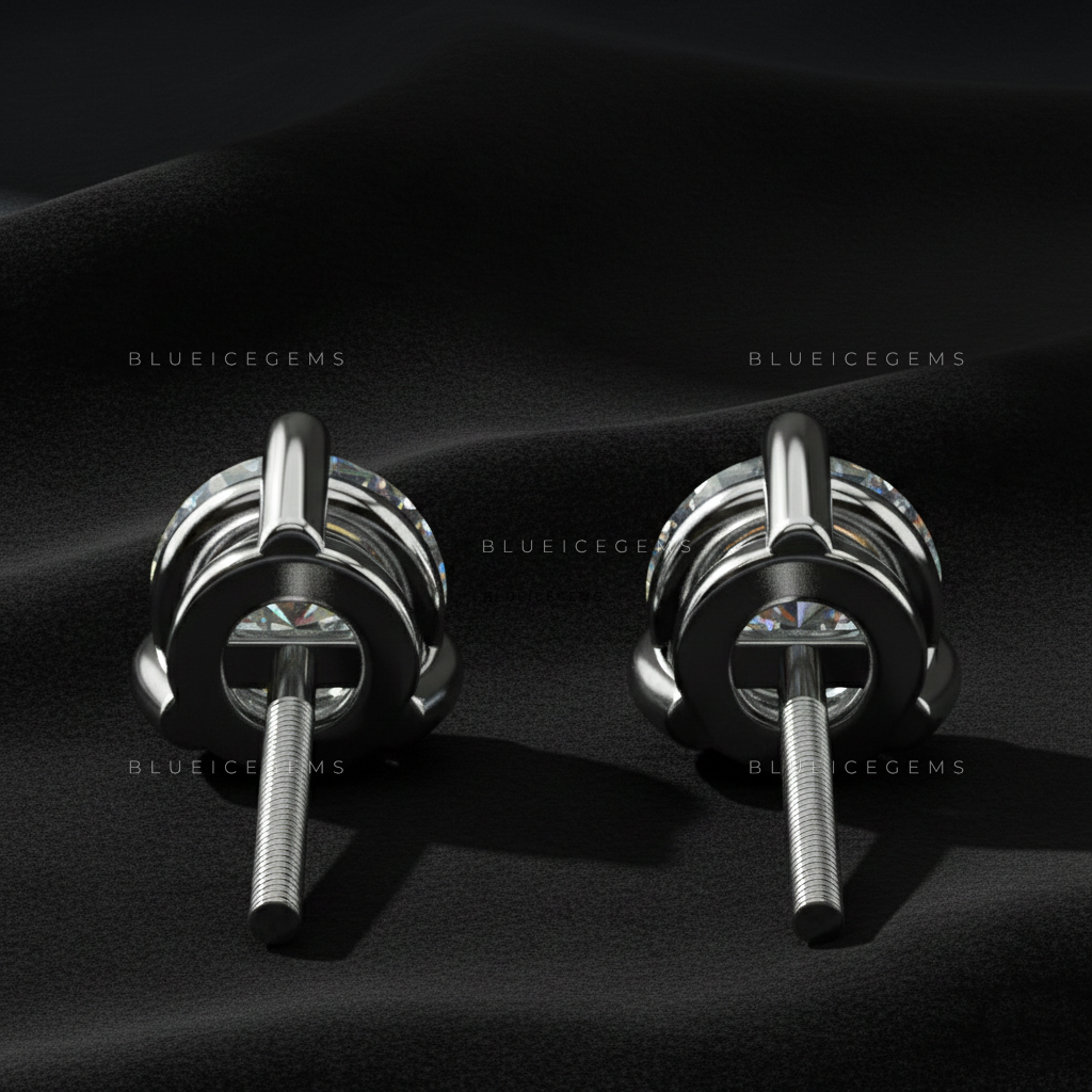 The Trinity Radiance: Three-Prong Round Diamond Stud Earrings