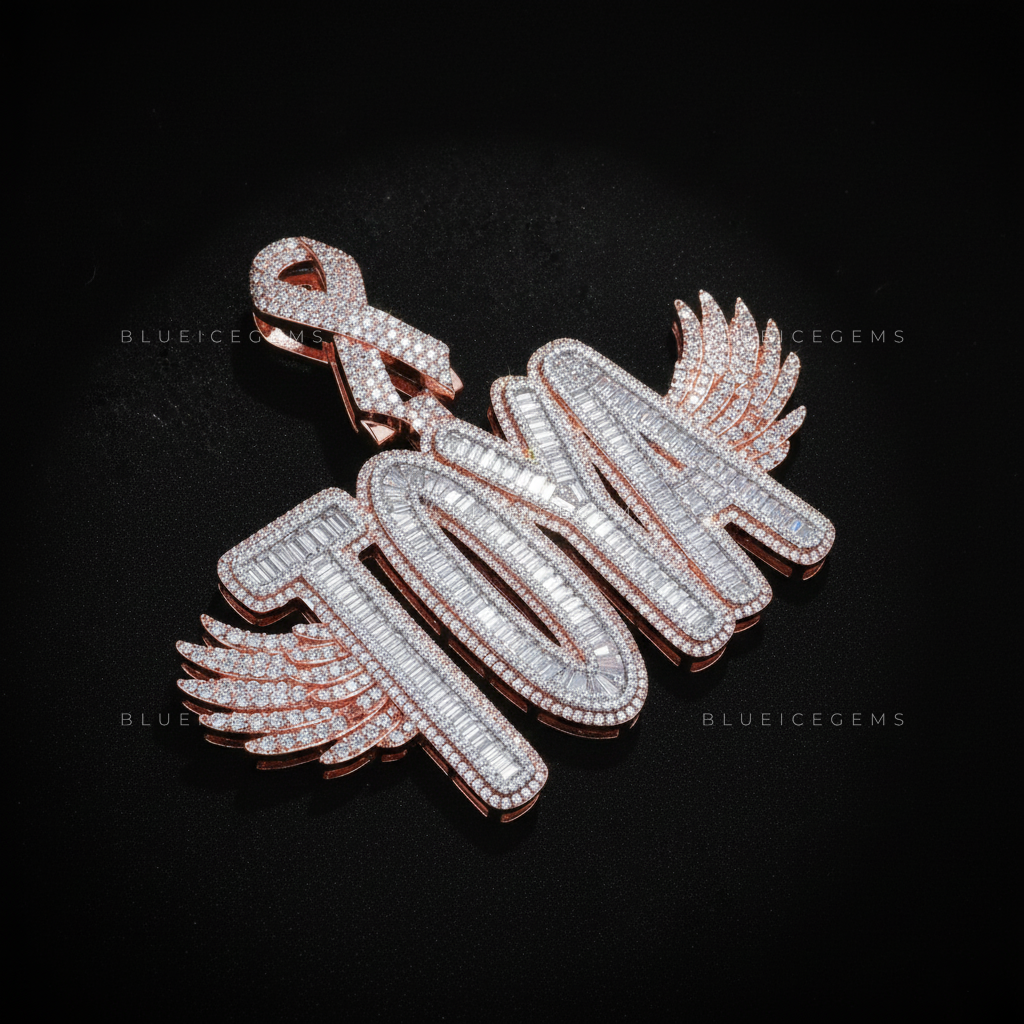 The "TOYA" Seraphic Sovereign: Baguette-Fusion Script & Iced Ribbon Bail