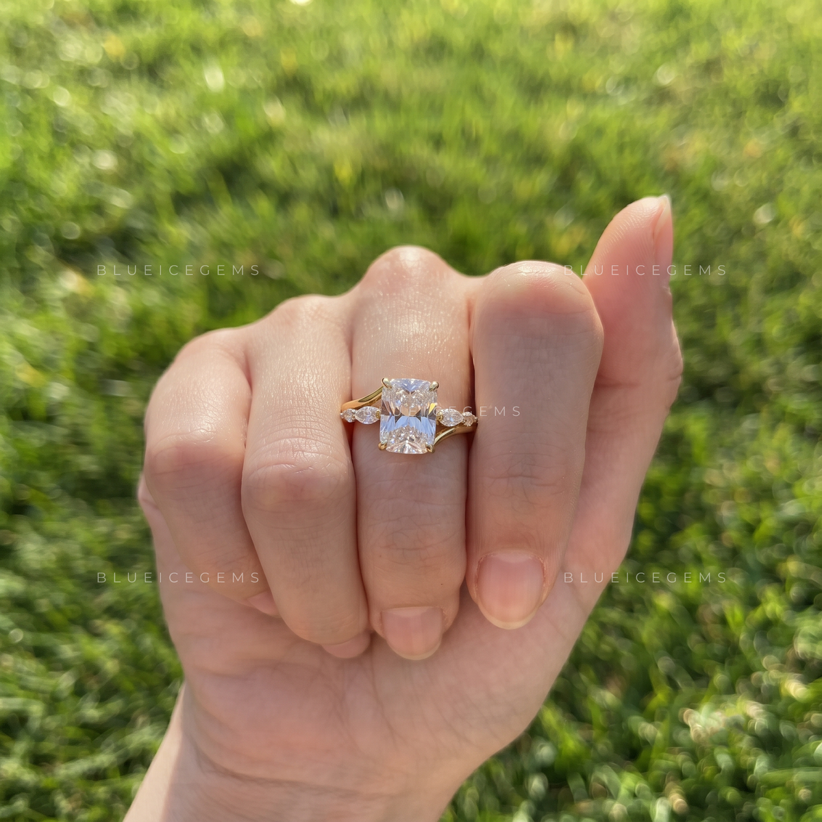 Old Mine Cut Hidden Halo Twist Engagement Ring