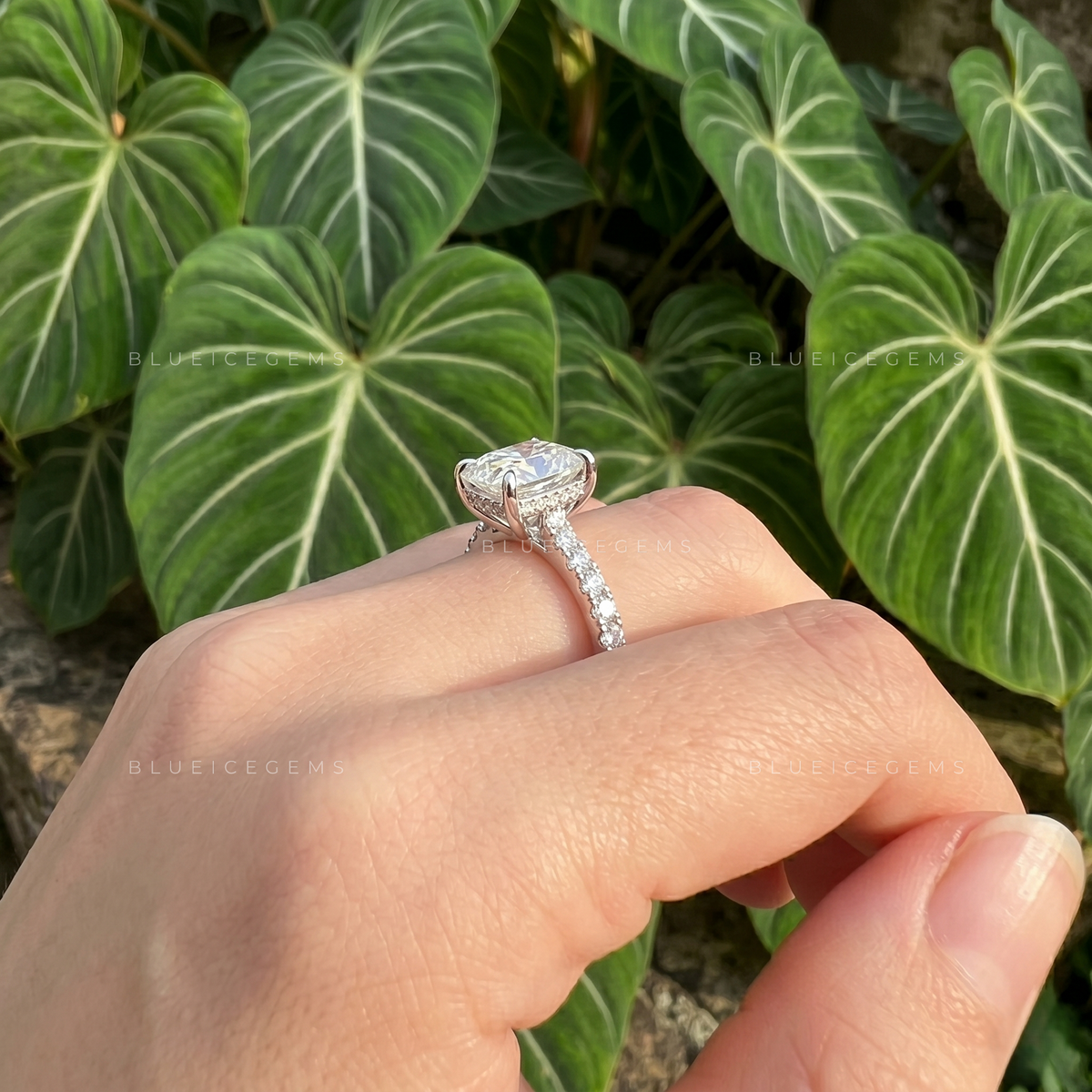 Luminous Glamour Radiant Cut Hidden Halo Engagement Ring