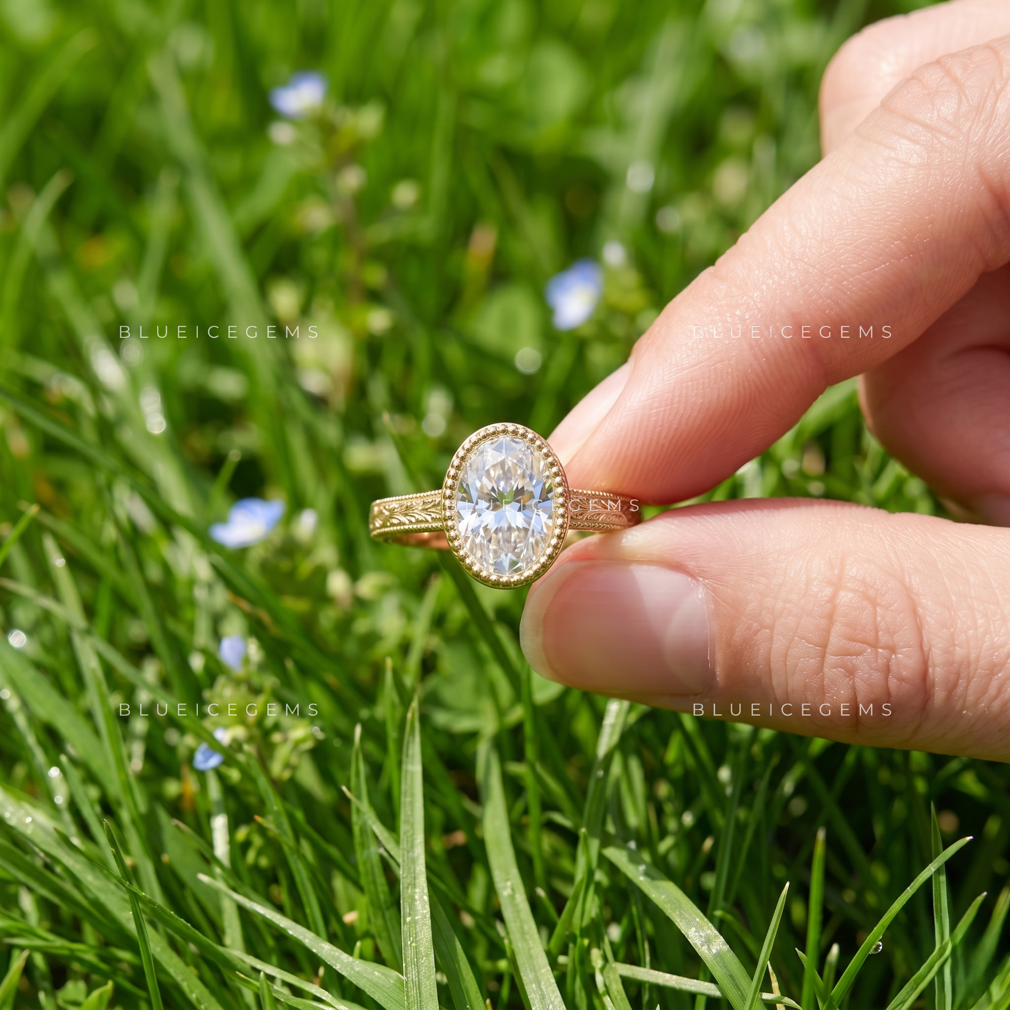 Victorian Whisper Oval Brilliant Vintage Milgrain Engagement Ring