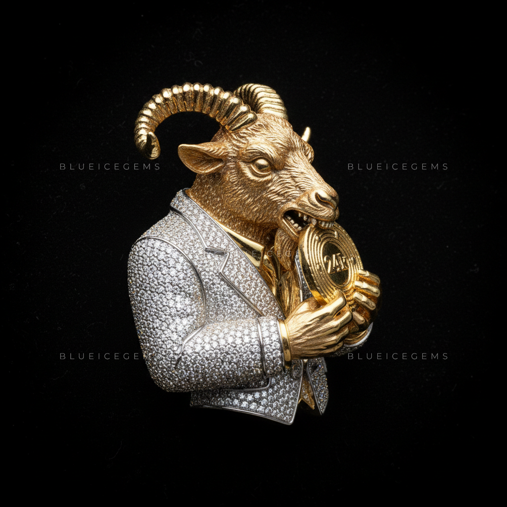 The "G.O.A.T. 24K" Executive: Sculptural Ram & Iced-Out Tuxedo Sovereign