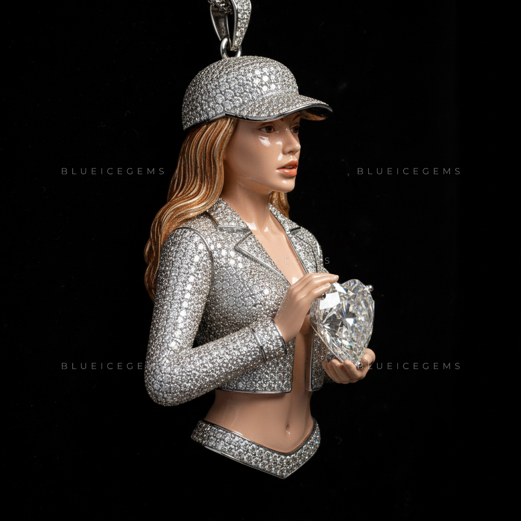 The "Heart of Ice" Portrait: 3D Urban Figurine & Massive Solitaire Sovereign