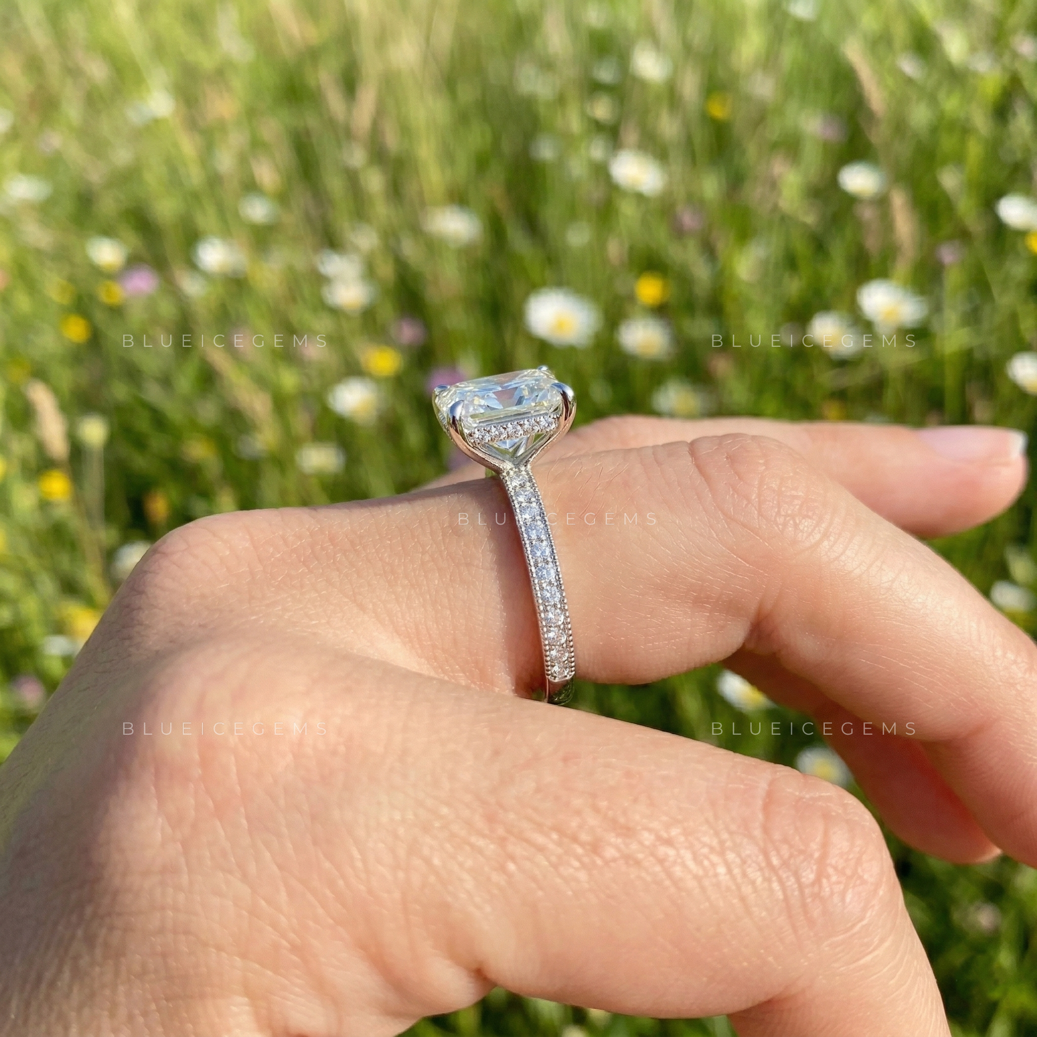 Sparkling Sophistication Radiant Cut Hidden Accent Engagement Ring
