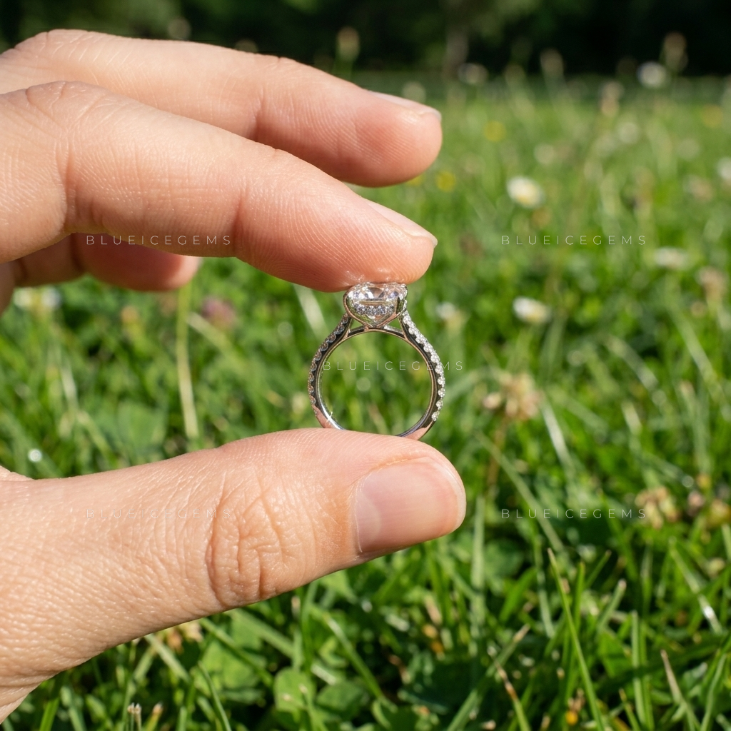 Enchanted Radiance Cushion Cut Cathedral Hidden Halo Engagement Ring