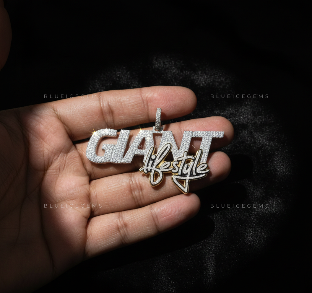 The "GIANT Lifestyle" Masterpiece: High-Velocity Block & Script Fusion Pendant
