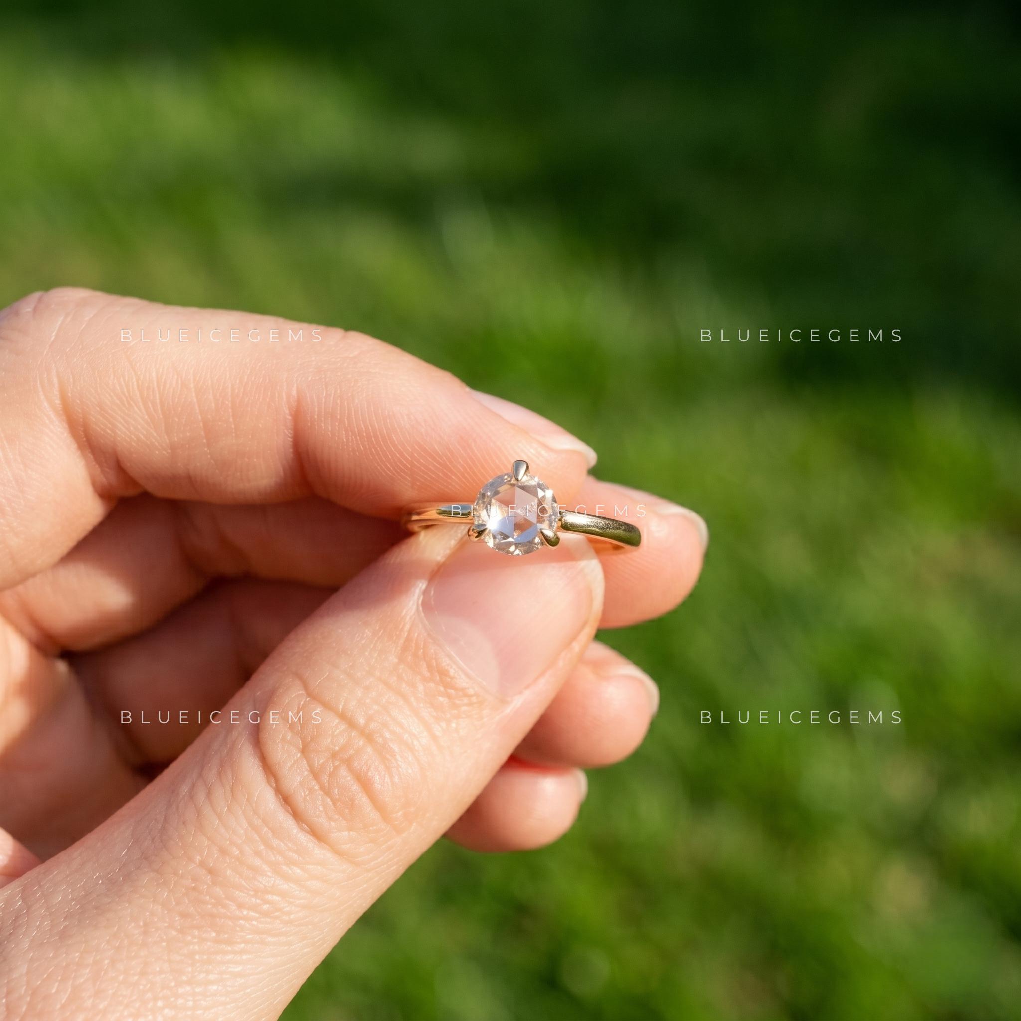 Vintage Romance Round Rose Cut Solitaire Ring