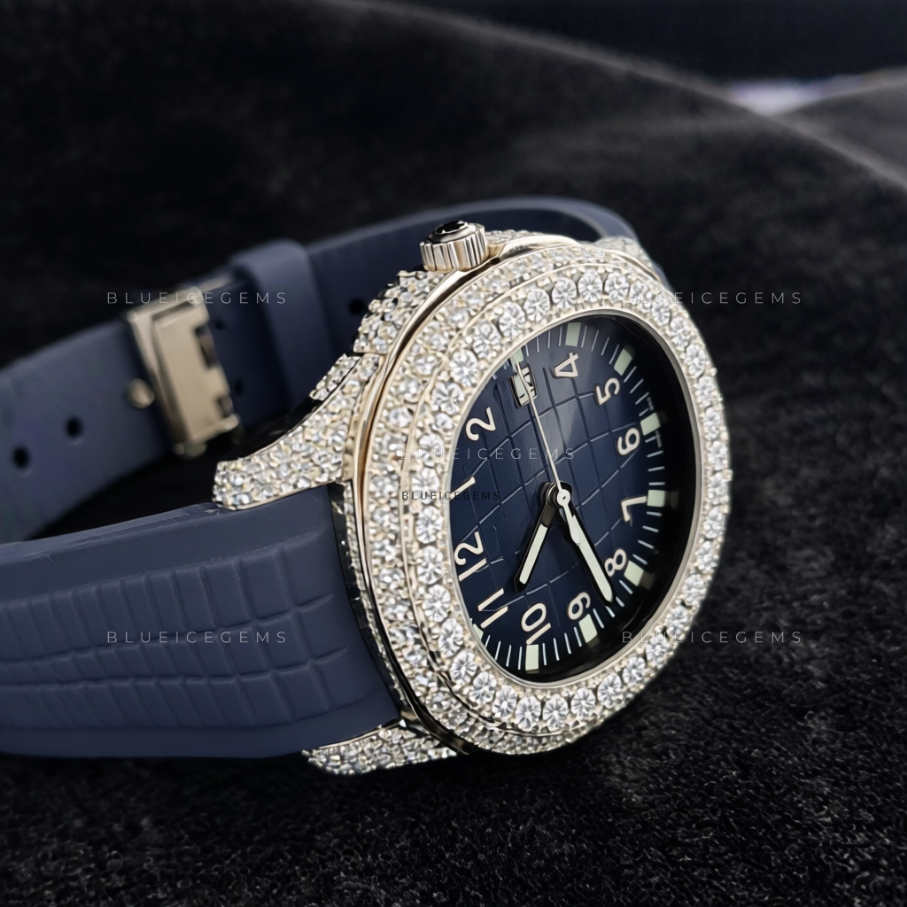 Oceanic Frost: Moissanite Iced-Out Custom Sports Watch