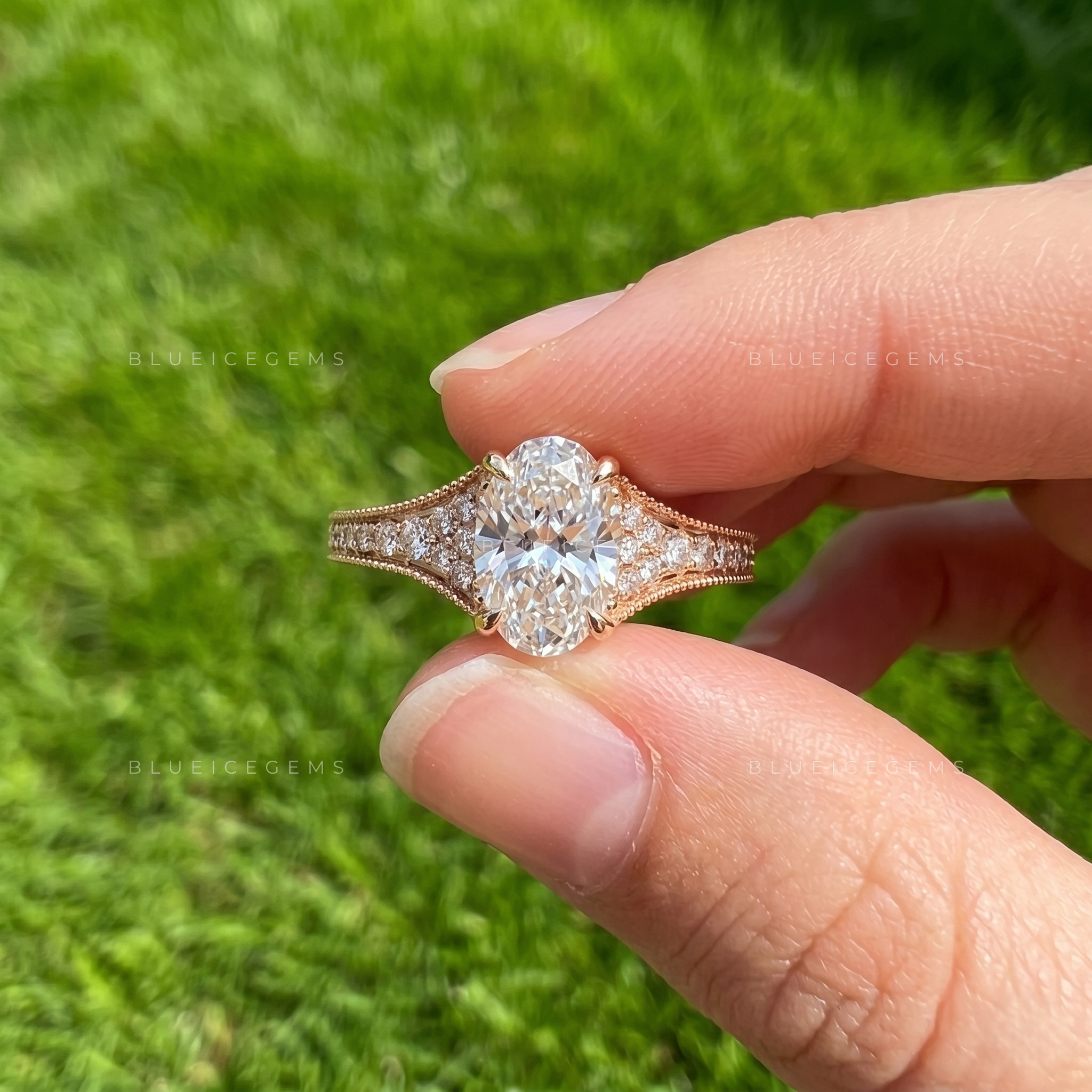 Antique Splendor Oval Cut Vintage Cluster Accent Proposal Ring