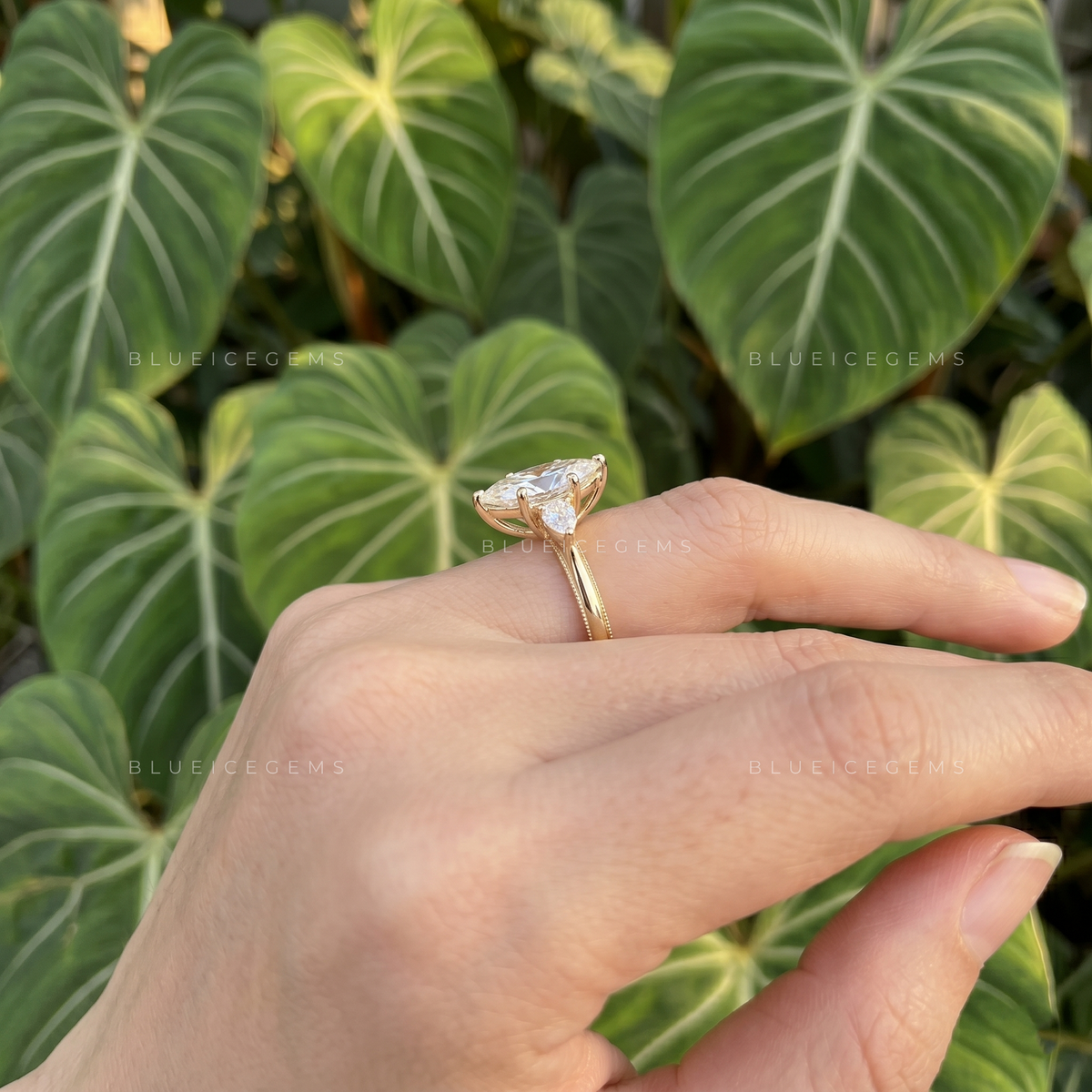 Timeless Elegance Marquise Cut Three-Stone Engagement Ring