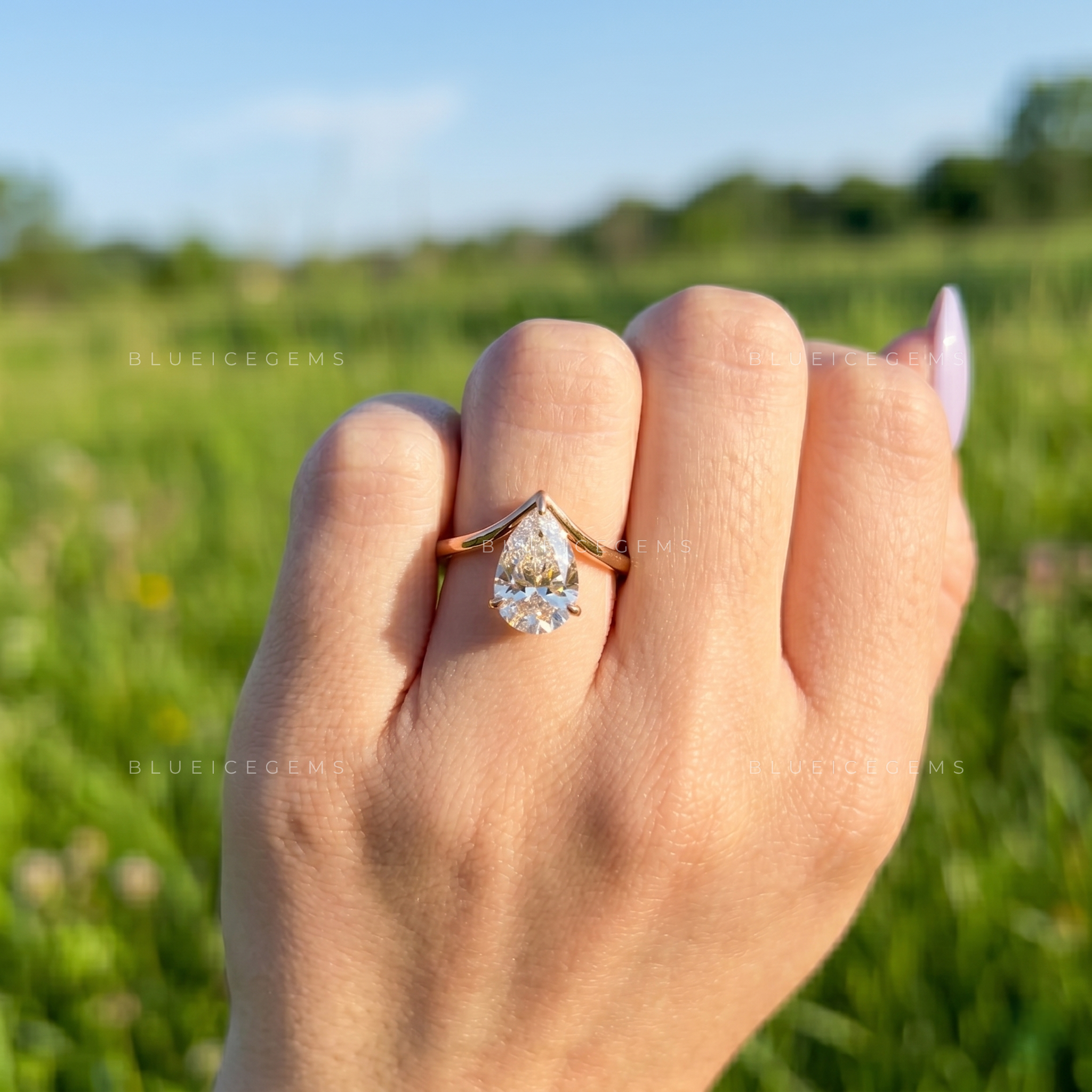 Infinite Allure Pear Cut Certified V-Shape Engagement Ring