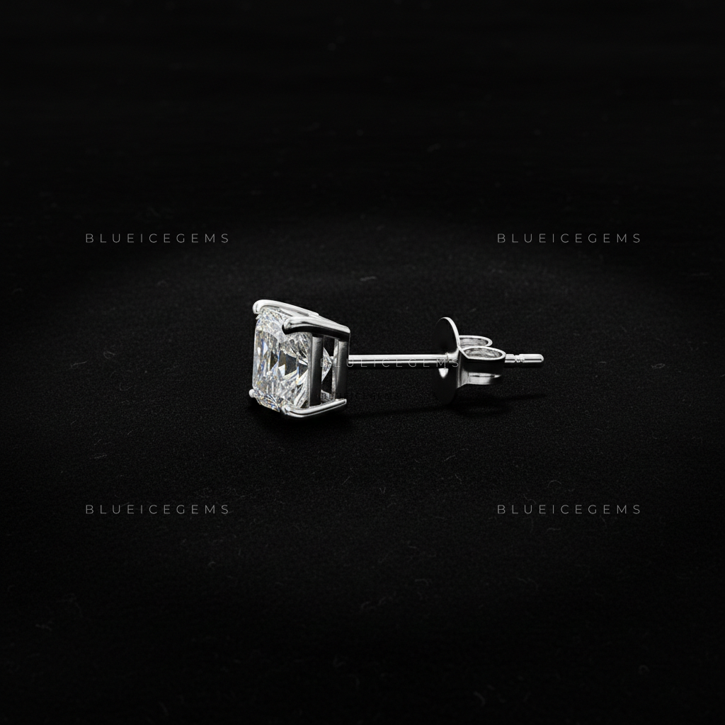 The Deco Prism: Asscher Diamond Stud Earrings