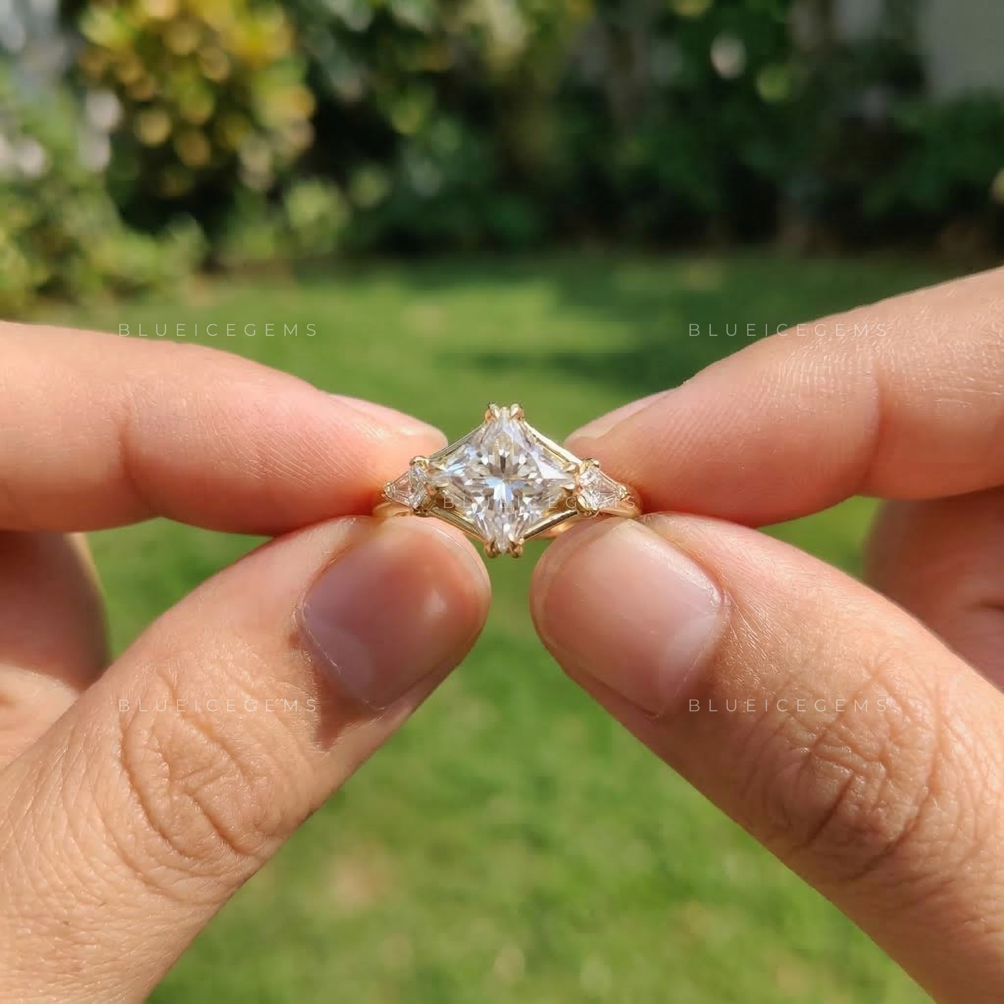 Modern Majesty Princess and Kite Cut Trilogy Ring