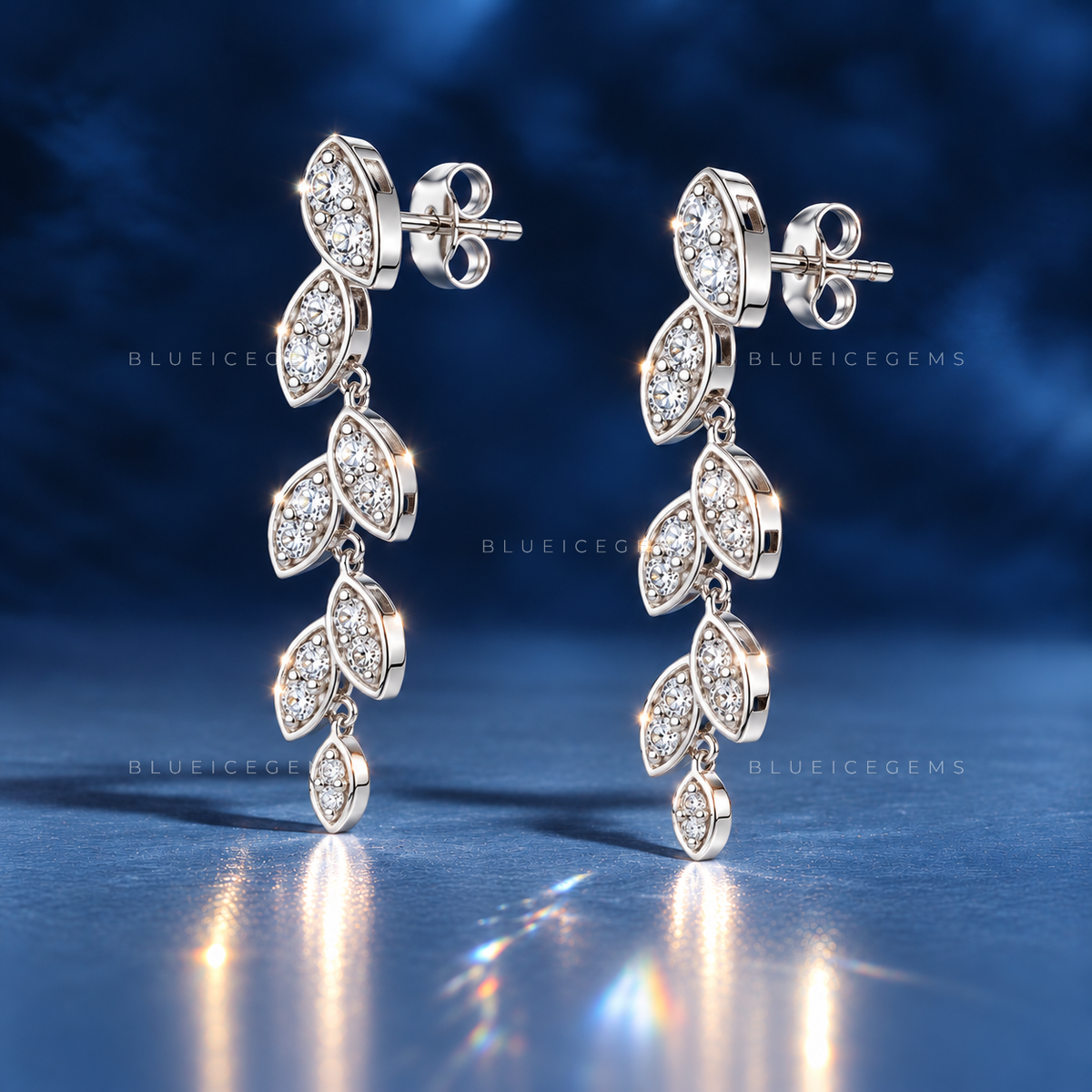 Hinged Leaf Diamond Drop Earrings