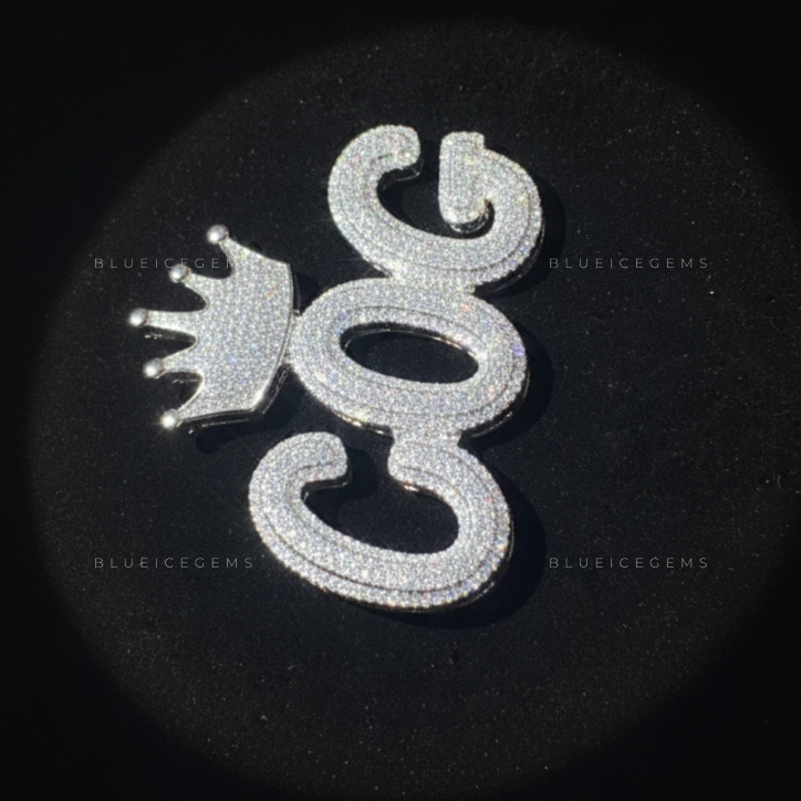 The "COG" Royal Sovereign: Crown-Topped 3D Bubble Script Pendant