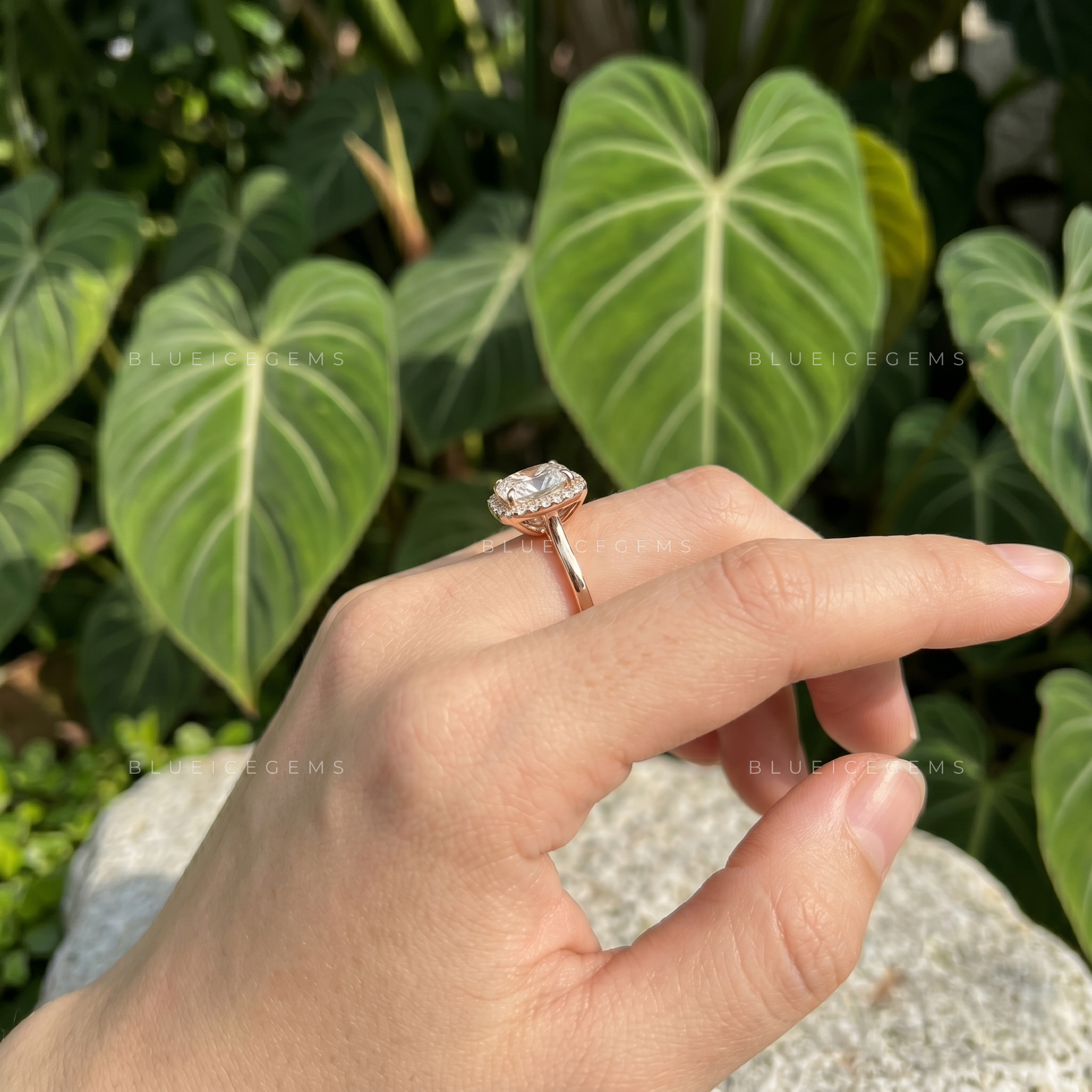 Imperial Charm Cushion Cut Halo Engagement Ring Open Gallery Design