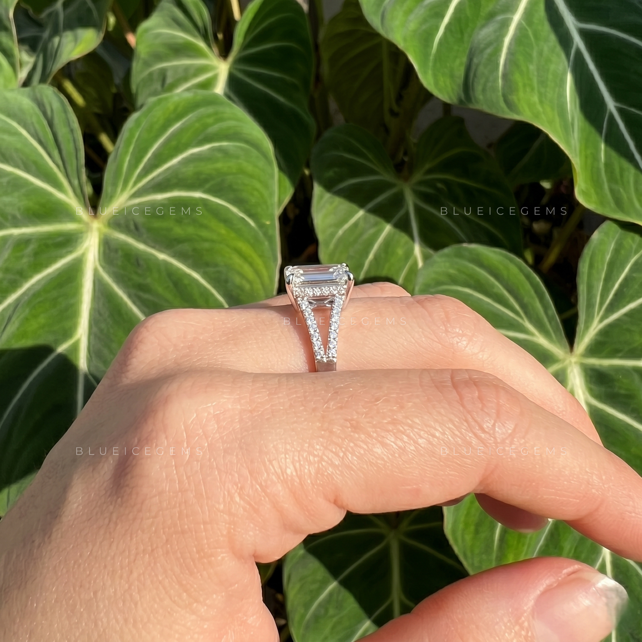 Infinite Clarity Split Shank Emerald Cut Engagement Ring