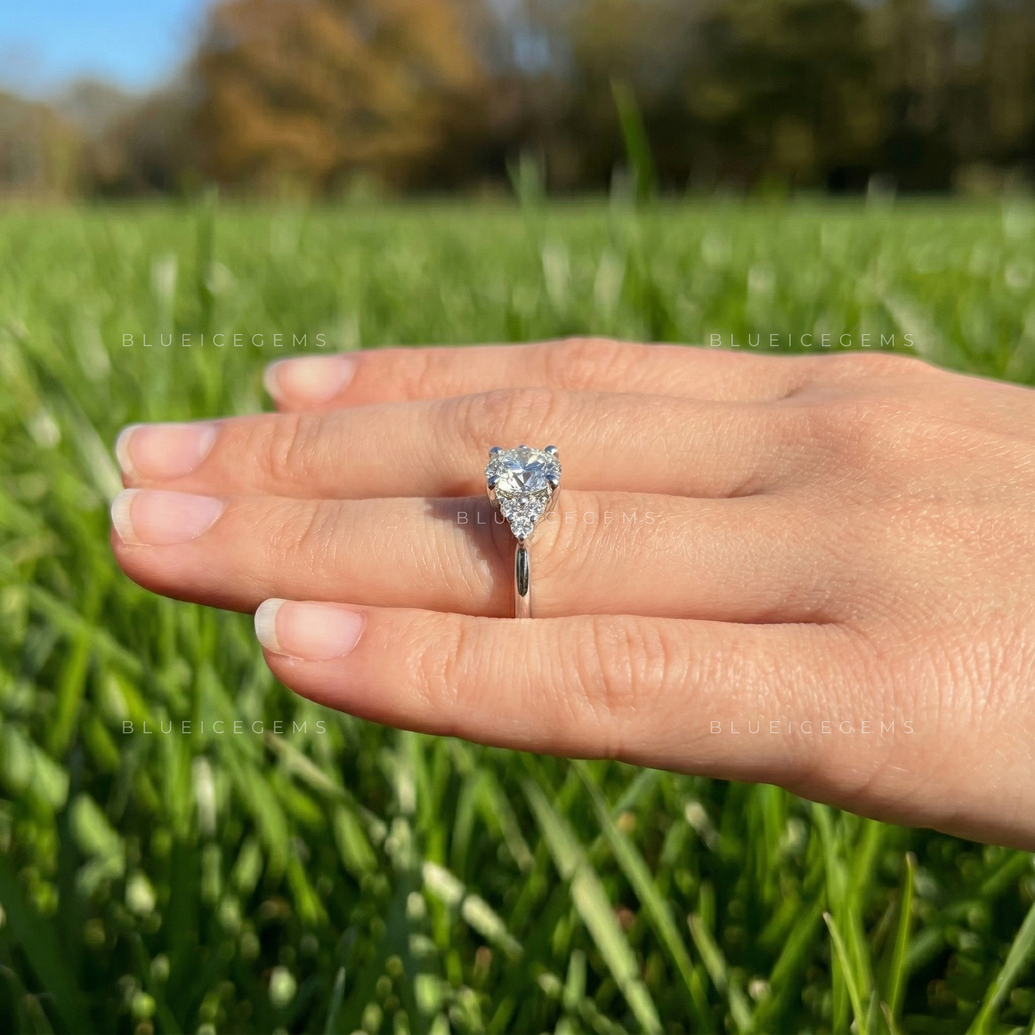 Celestial Fire Round Brilliant Cut Pavé Engagement Ring