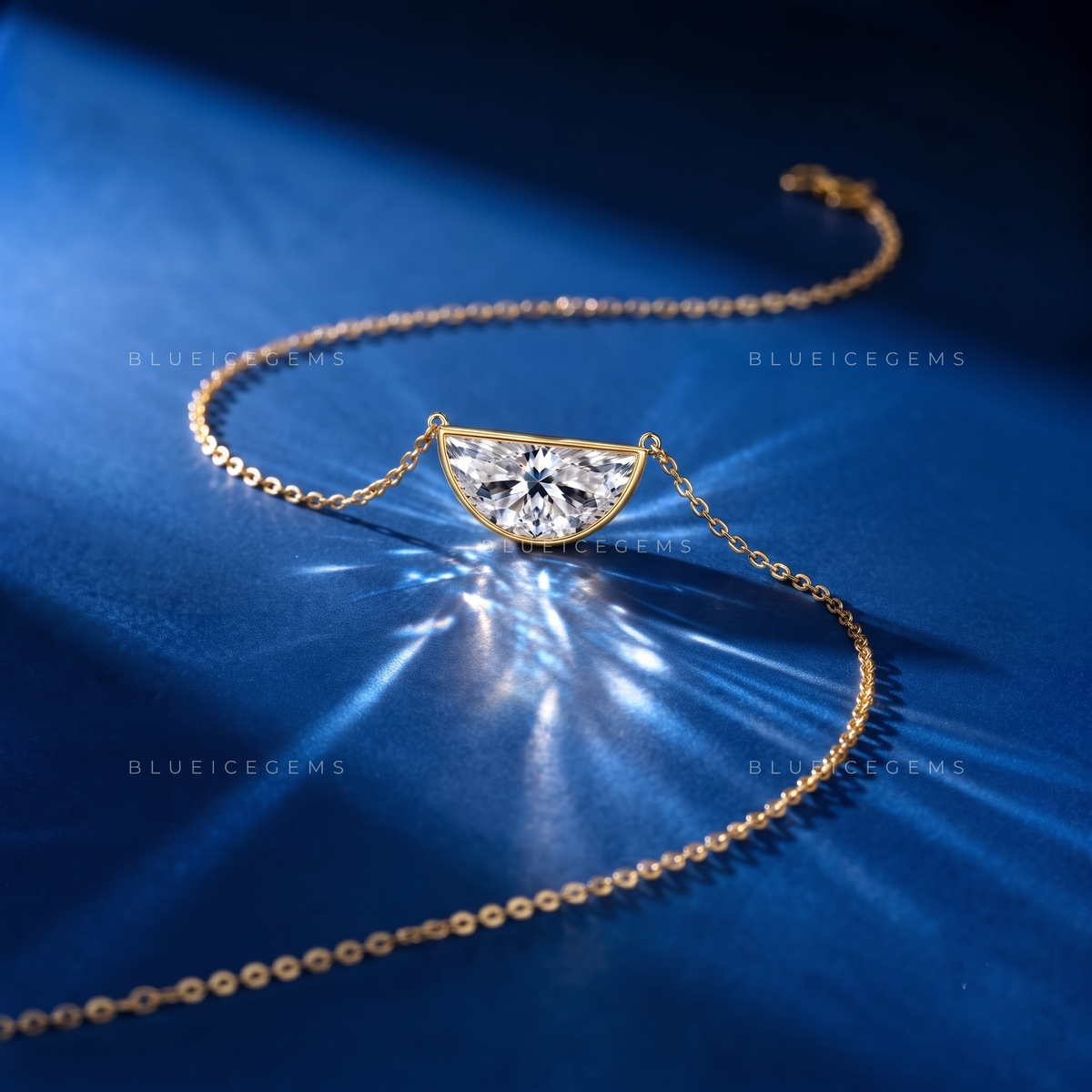 Half Moon Cut Solitaire Diamond Pendant