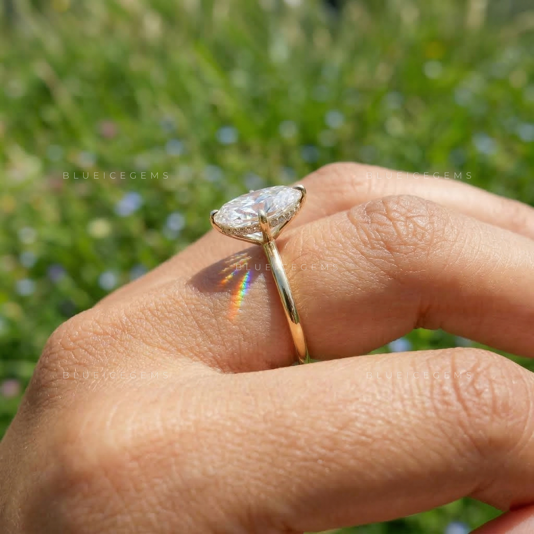 Hidden Halo Oval Cut Solitaire Engagement Ring