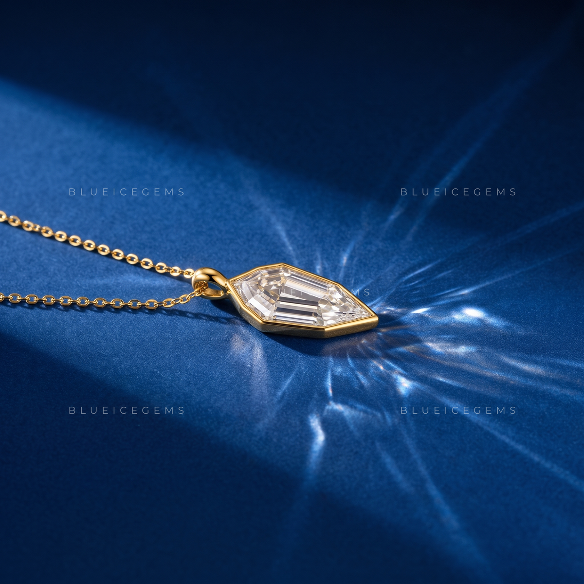 Pear Step Cut Solitaire Diamond Pendant