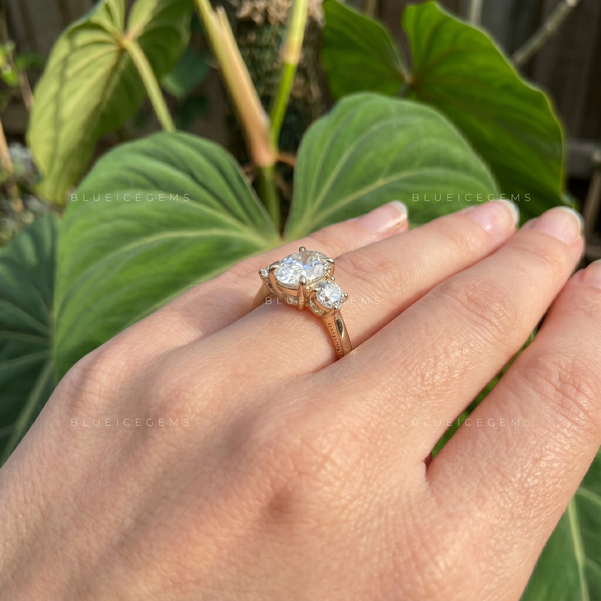 Luminous Grace Oval Cut Three Stone Engagement Ring