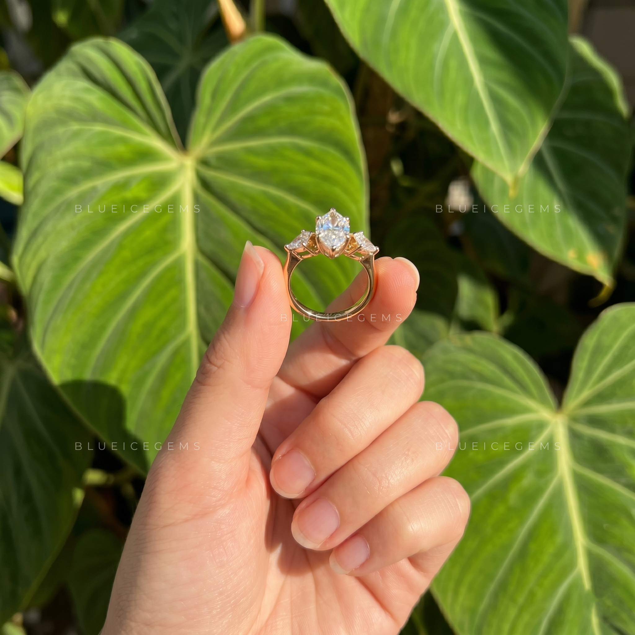 Dazzling Contour Marquise Cut Kite Side Stone Engagement Ring