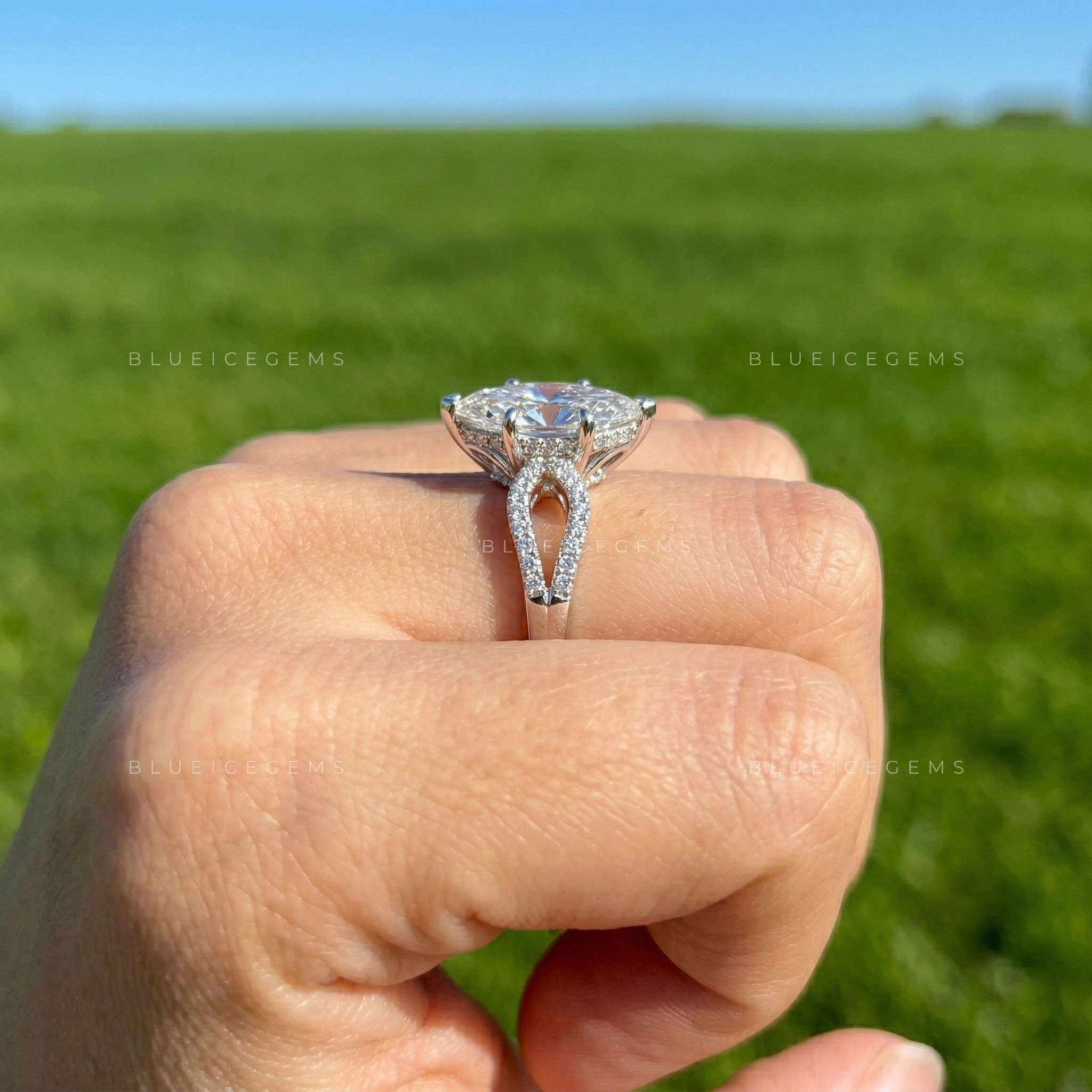 Graceful Radiance Marquise Cut Pavé Engagement Ring