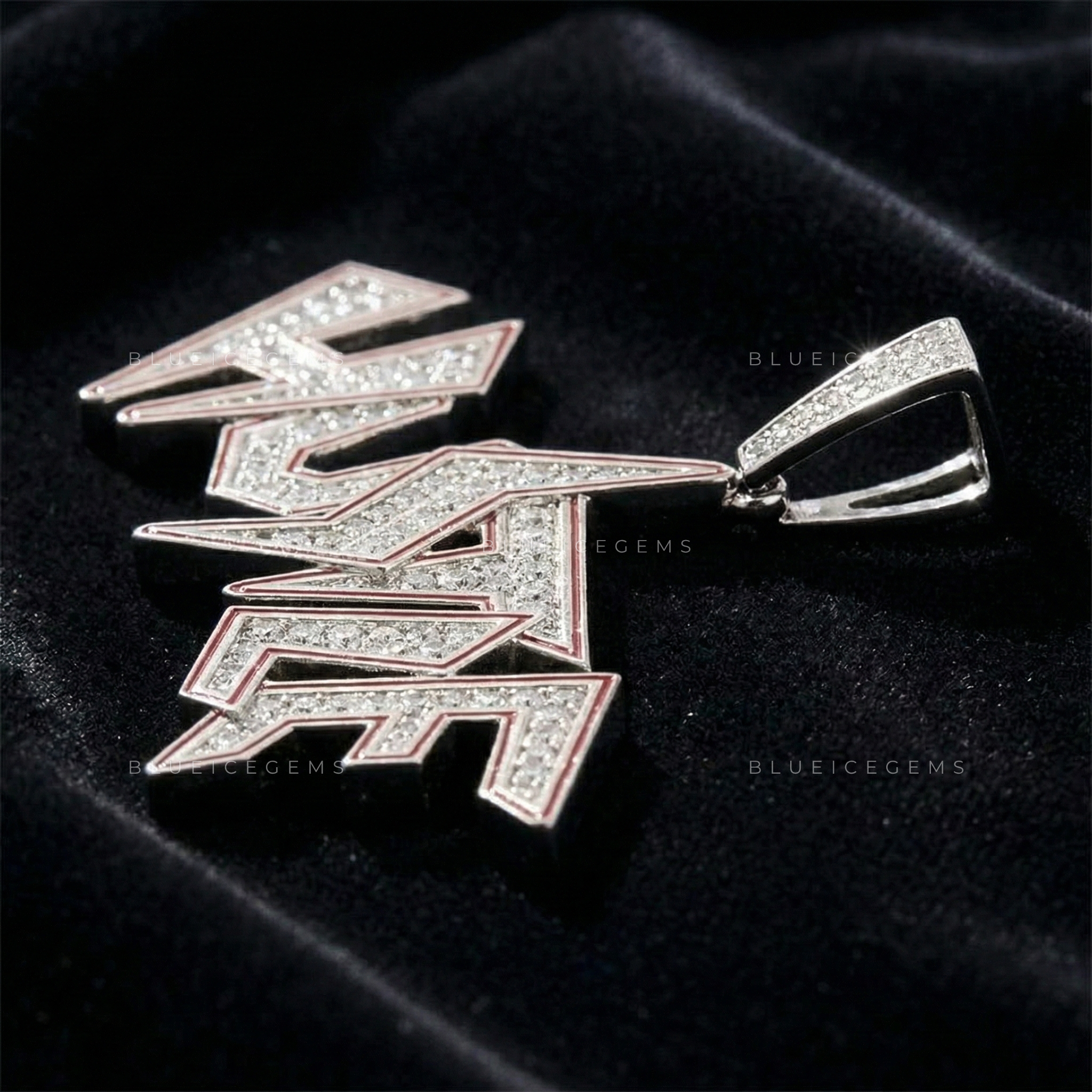 The "HUSTLE" High-Voltage: Jagged Lightning Script & Crimson Contour Pendant