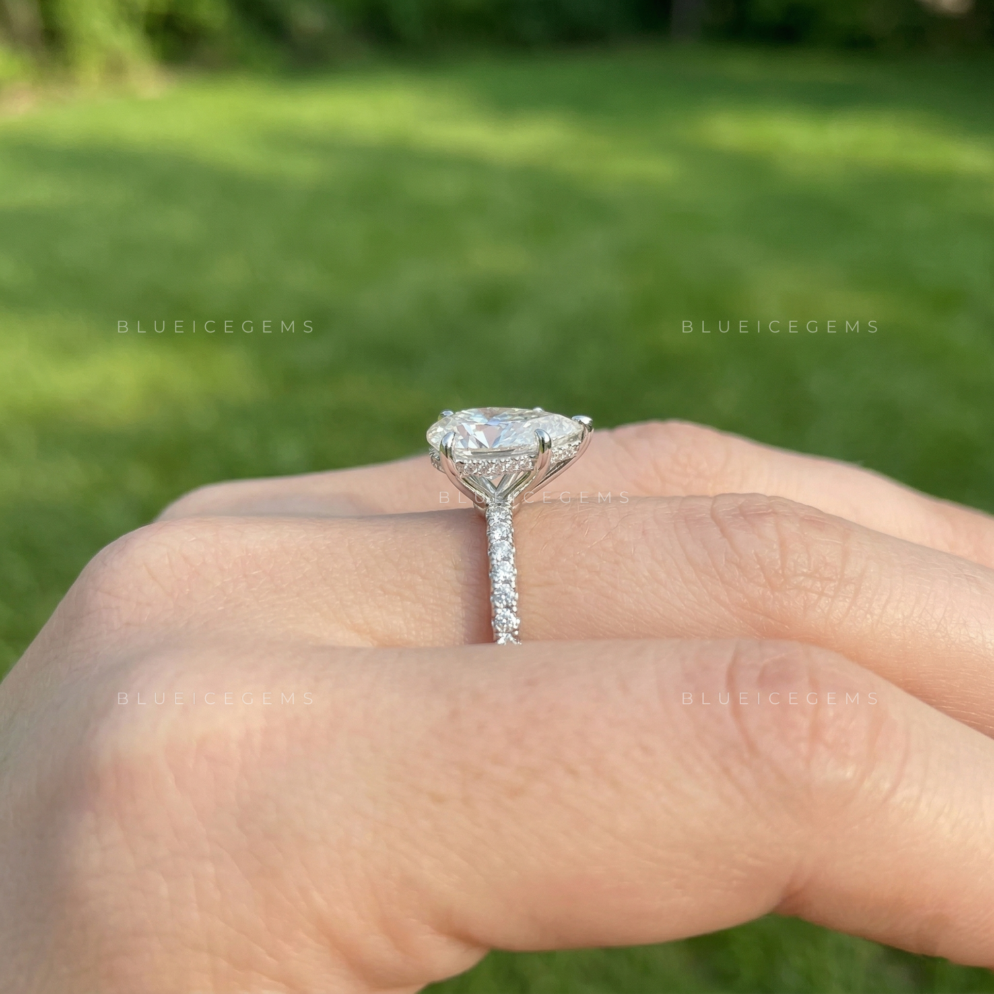 Graceful Radiance Pear Cut Hidden Accent Engagement Ring