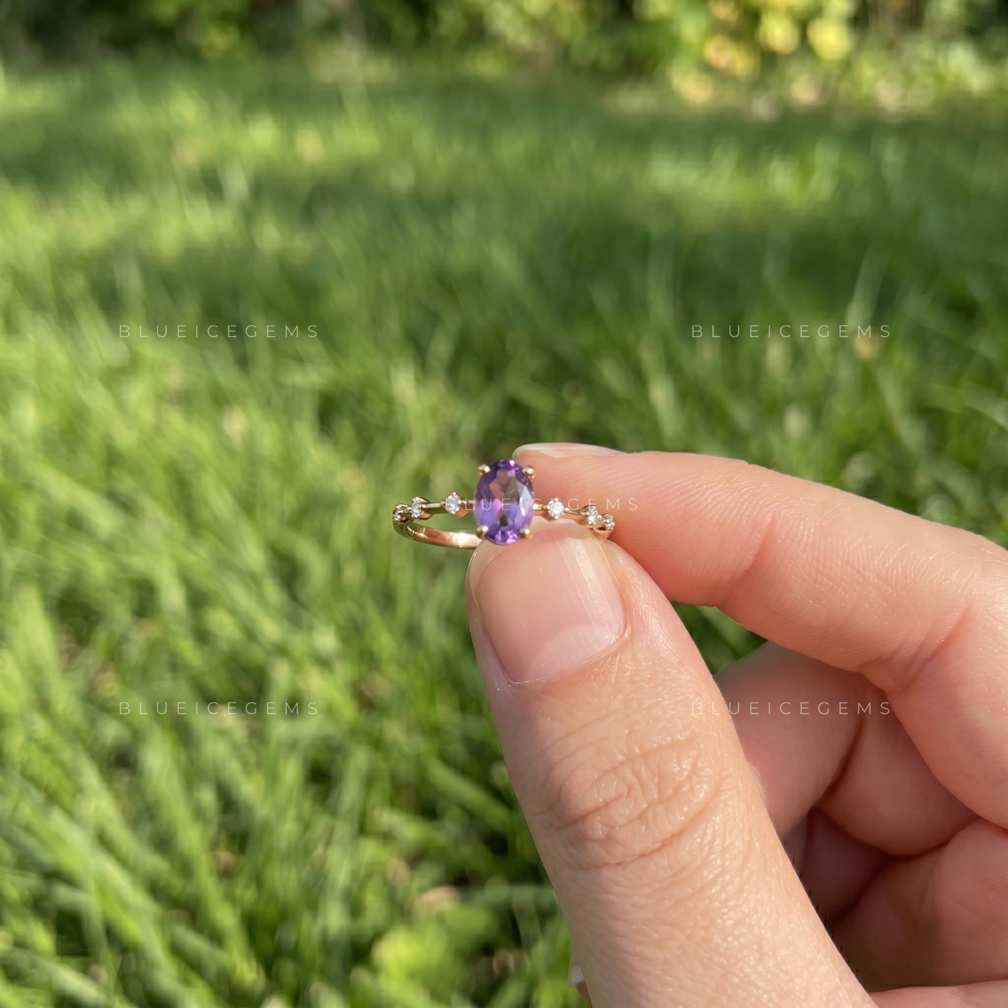 Royal Splendor Cushion Cut Amethyst Eco-Conscious Classic Accent Ring