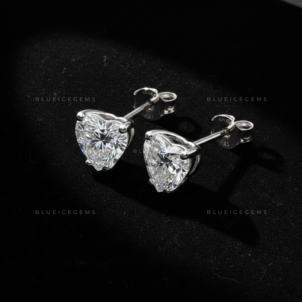 The Amour Radiance: Heart Diamond Stud Earrings